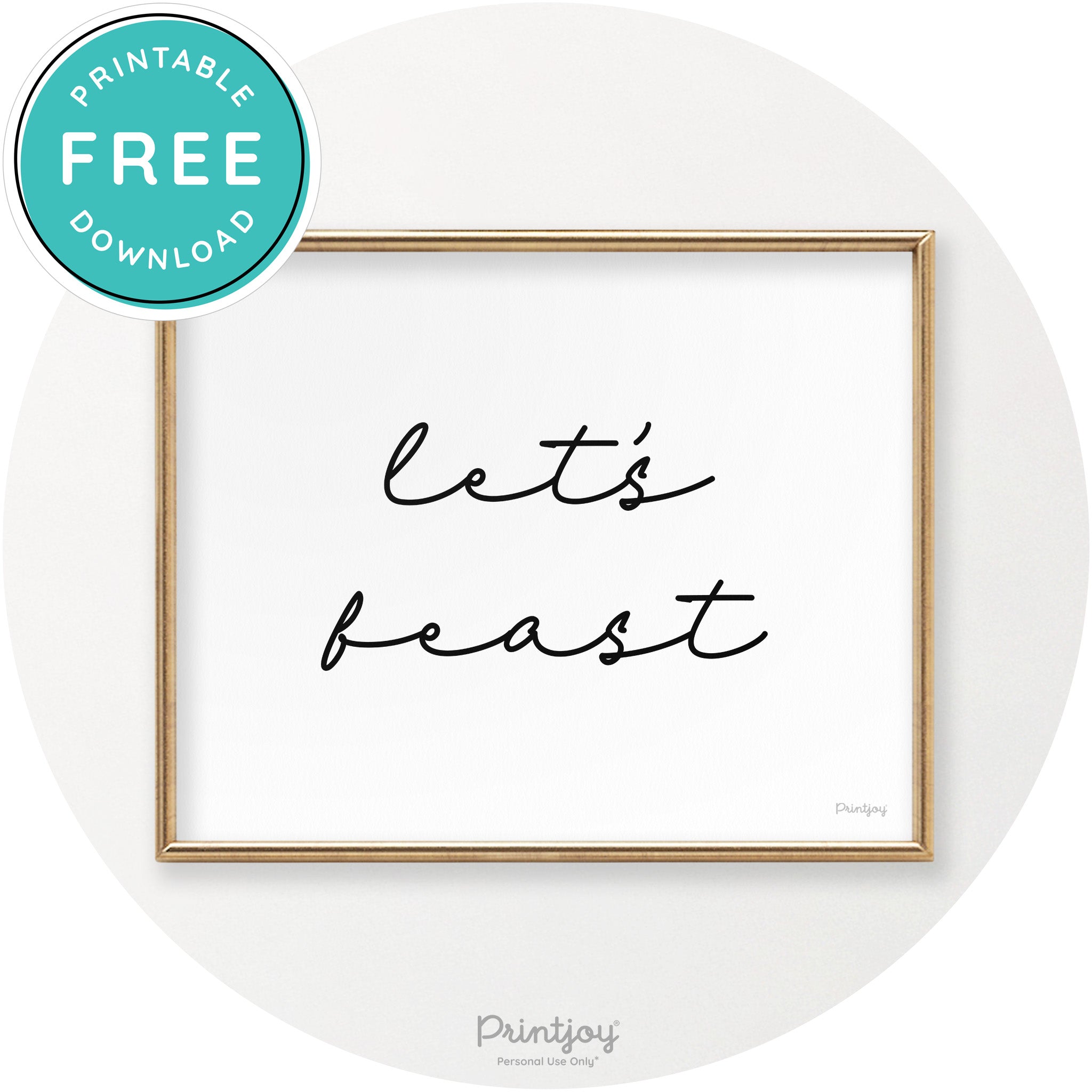 Let's Feast Cute Thanksgiving Modern Chic Wall Art Printable