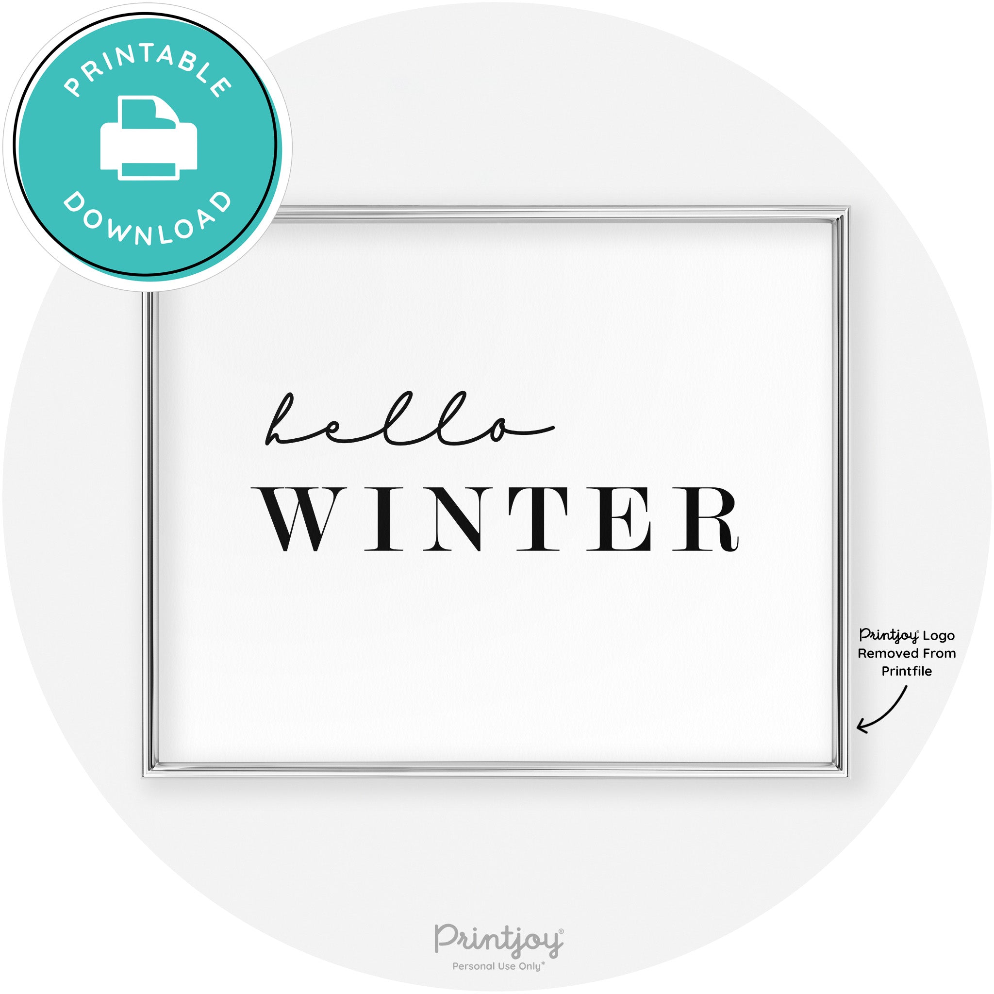 Hello Winter Cute Seasonal Modern Chic Wall Art Decor Free Printable