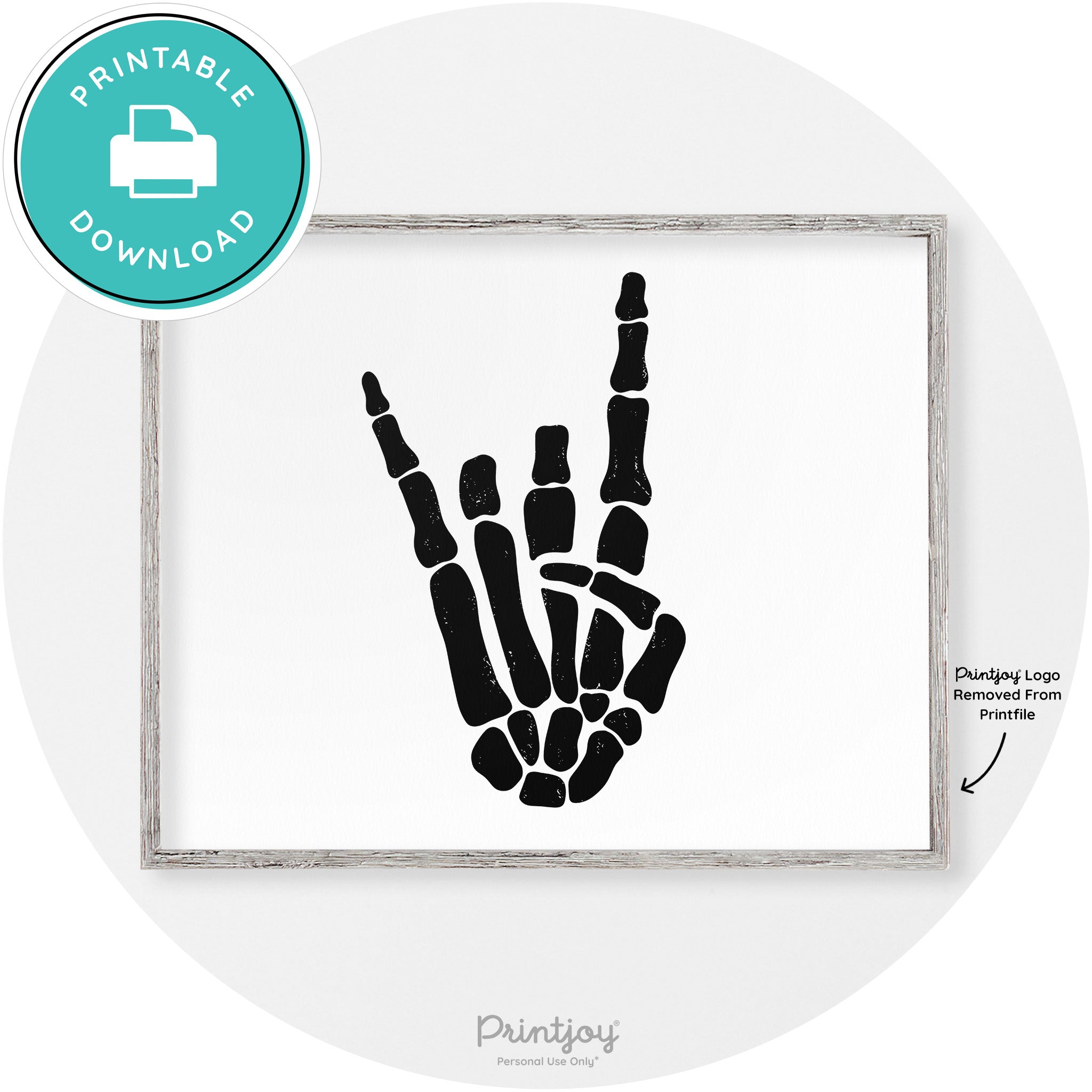 Skeleton Rock On Hand Bones Vintage Halloween Wall Art Free Printable - Printjoy