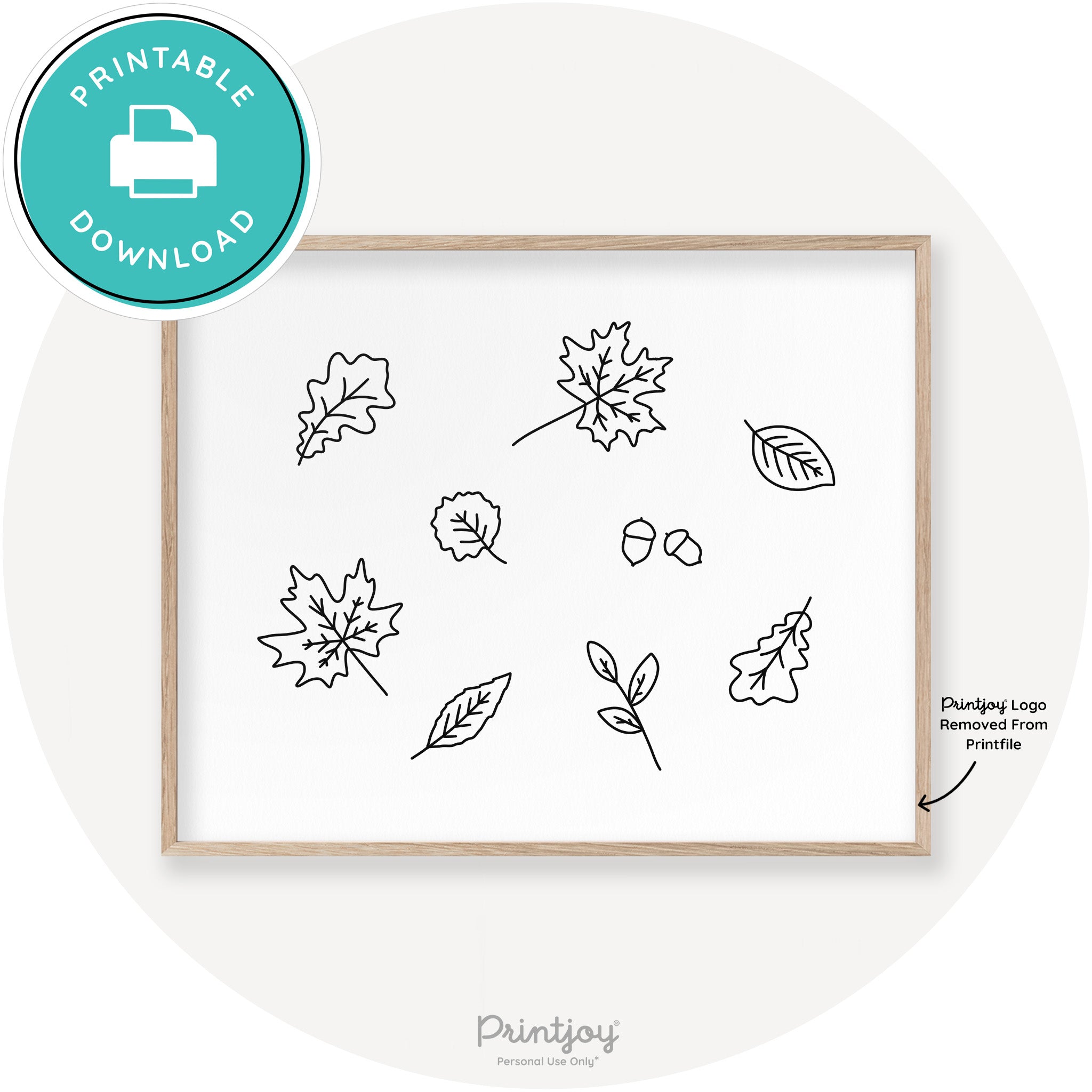 Fall Leaves Line Art Cute Fall Modern Chic Wall Art Printable