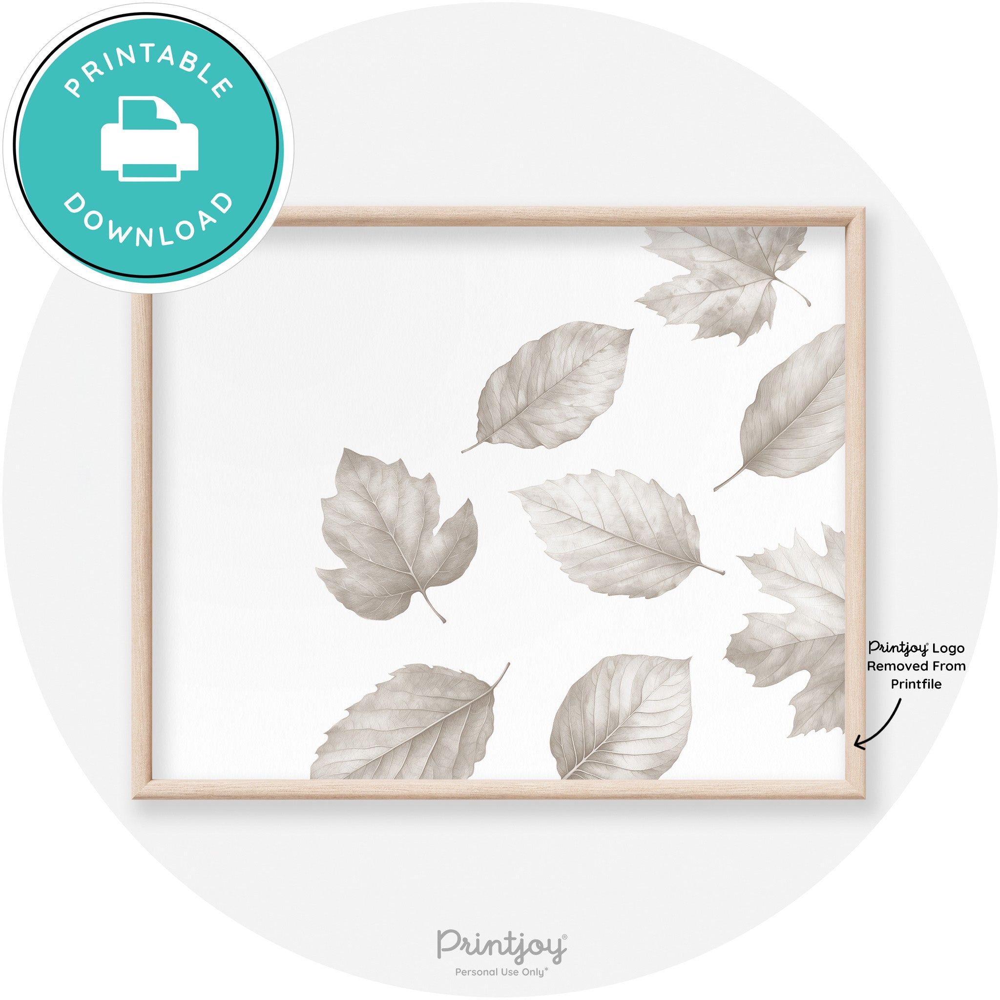 Fall Leaves Neutral Watercolor Transitional Wall Art Free Printable