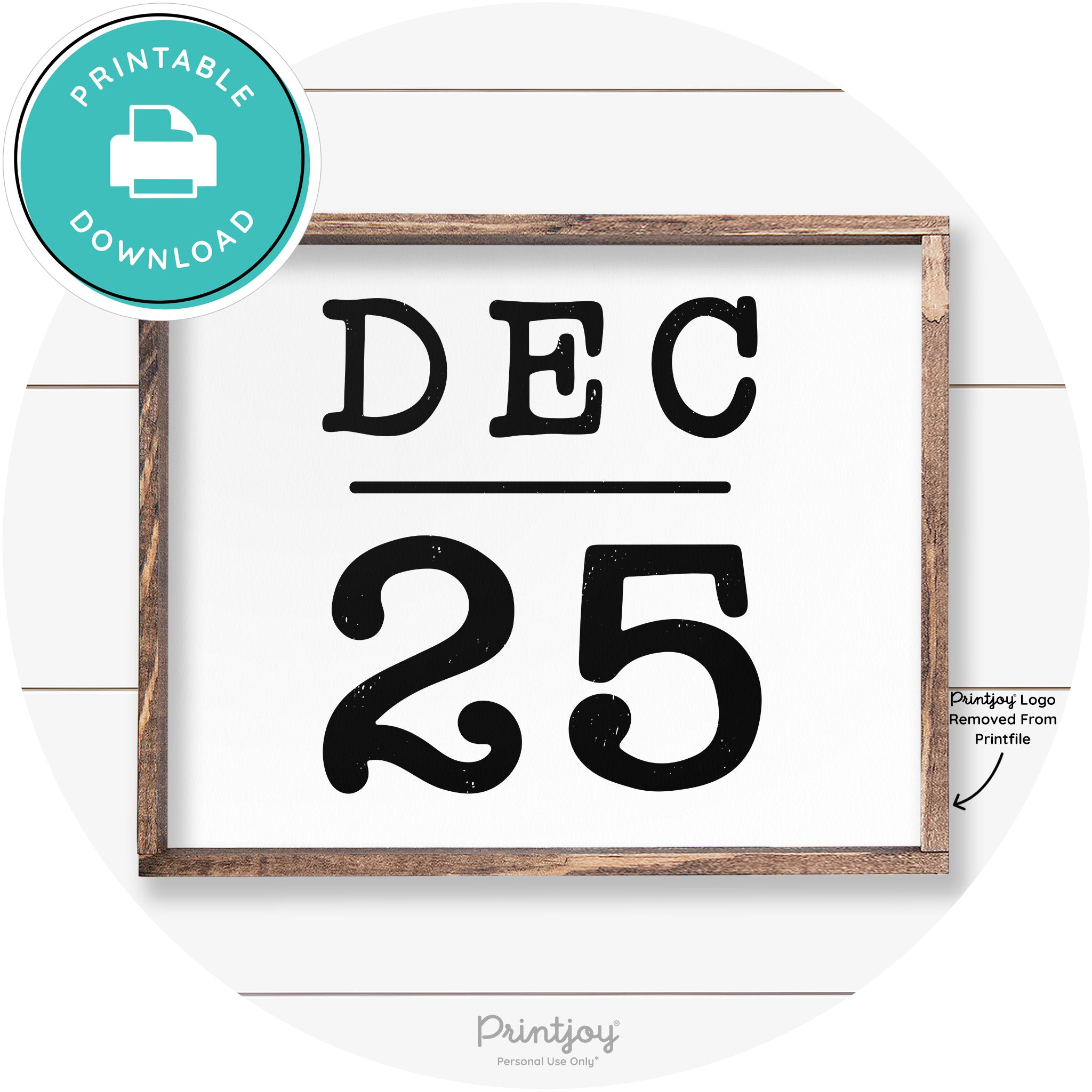Dec 25 Christmas Rustic Farmhouse Wall Art Decor Free Printable