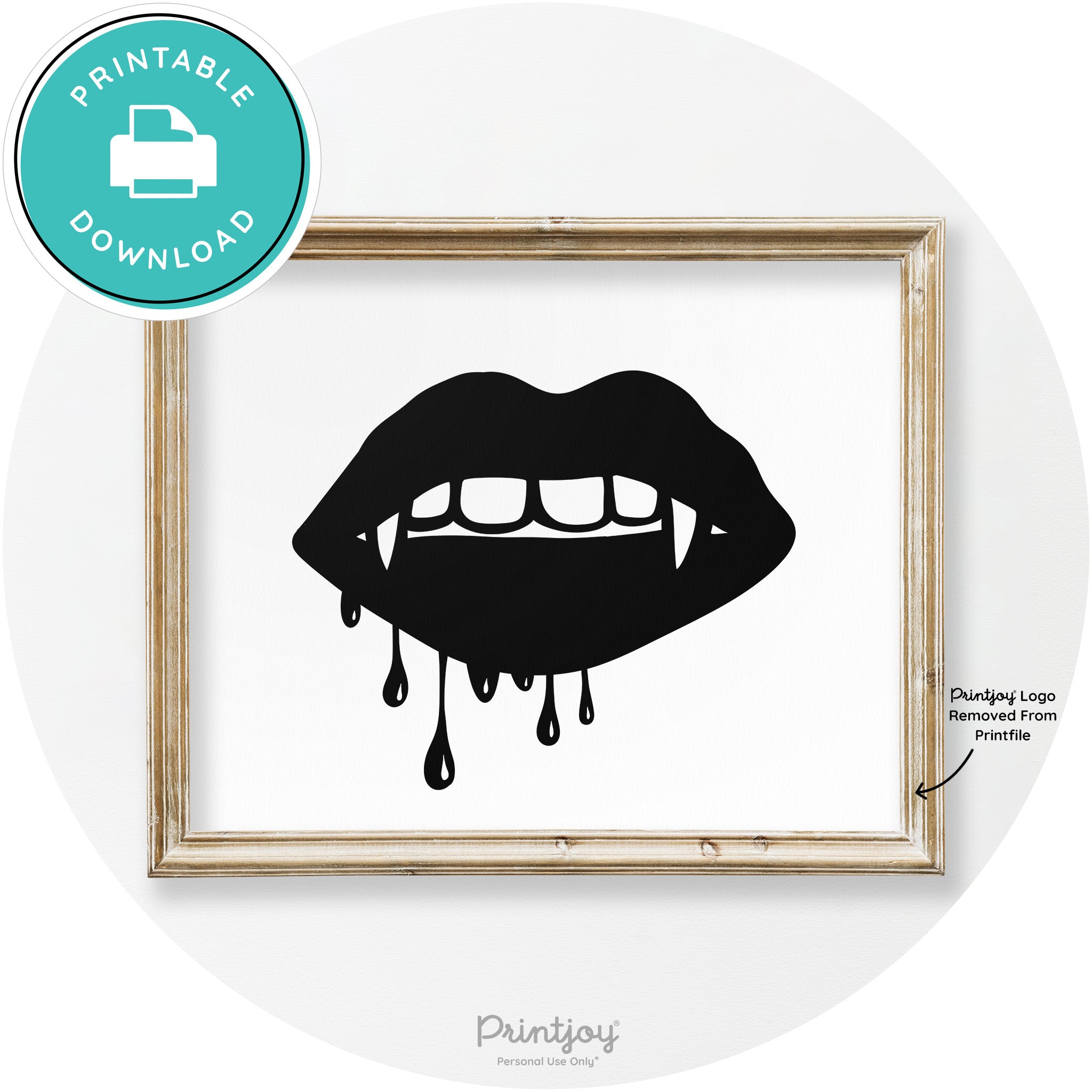 Dracula Fangs Teeth Modern Vintage Halloween Wall Art Free Printable