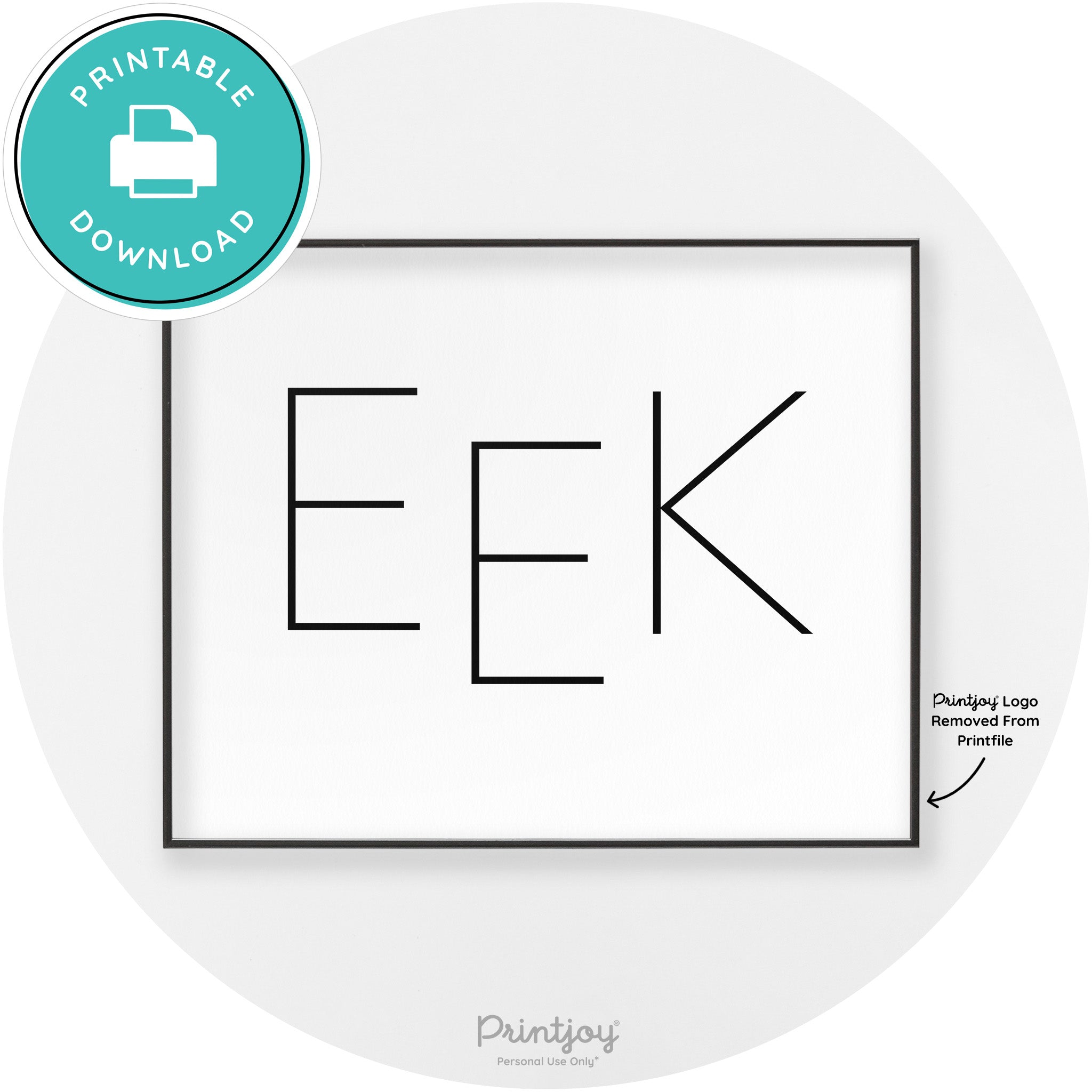 Eek Halloween Modern Chic Lettering Wall Art Decor Free Printable