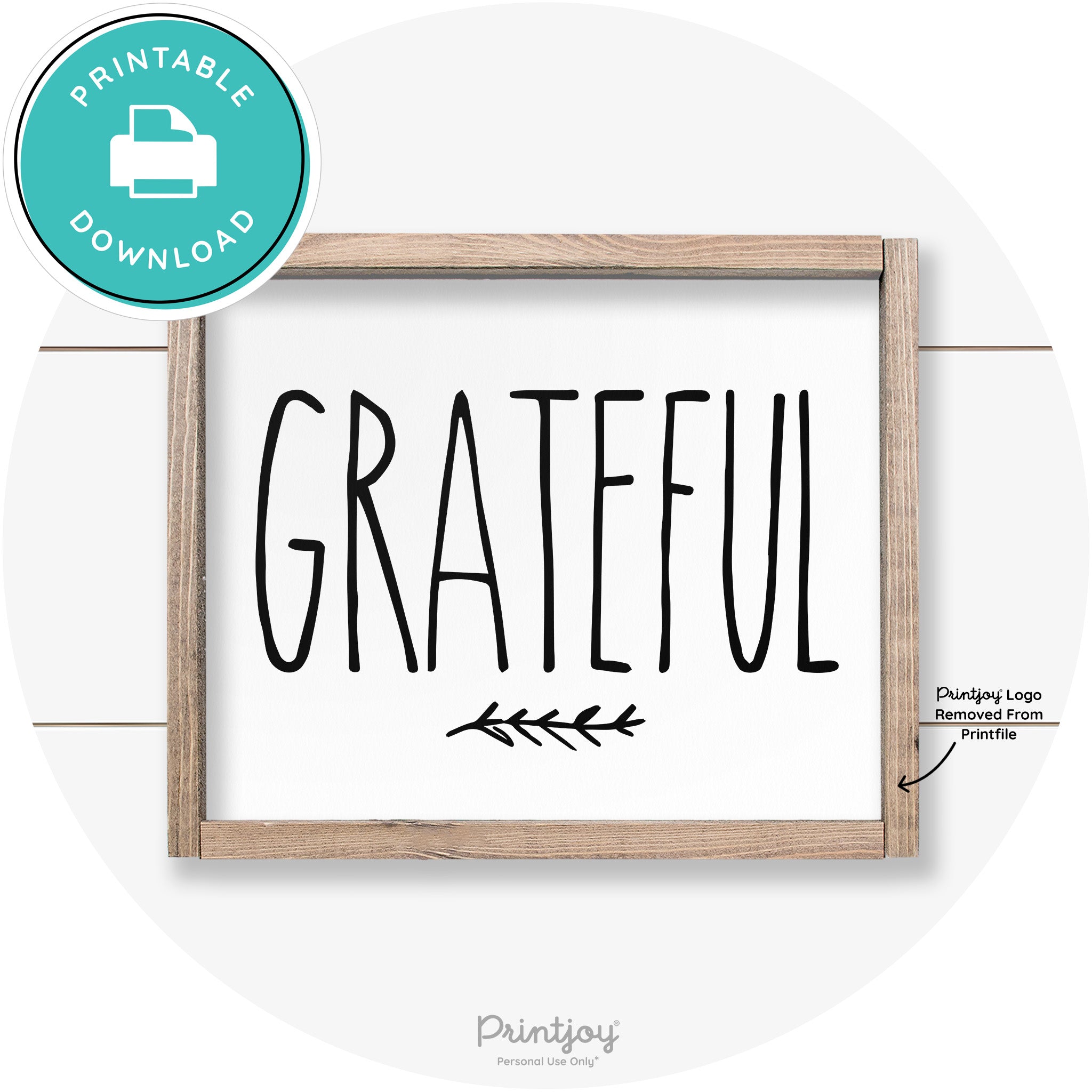 Grateful Thanksgiving Tall Lettering Farmhouse Wall Art Printable