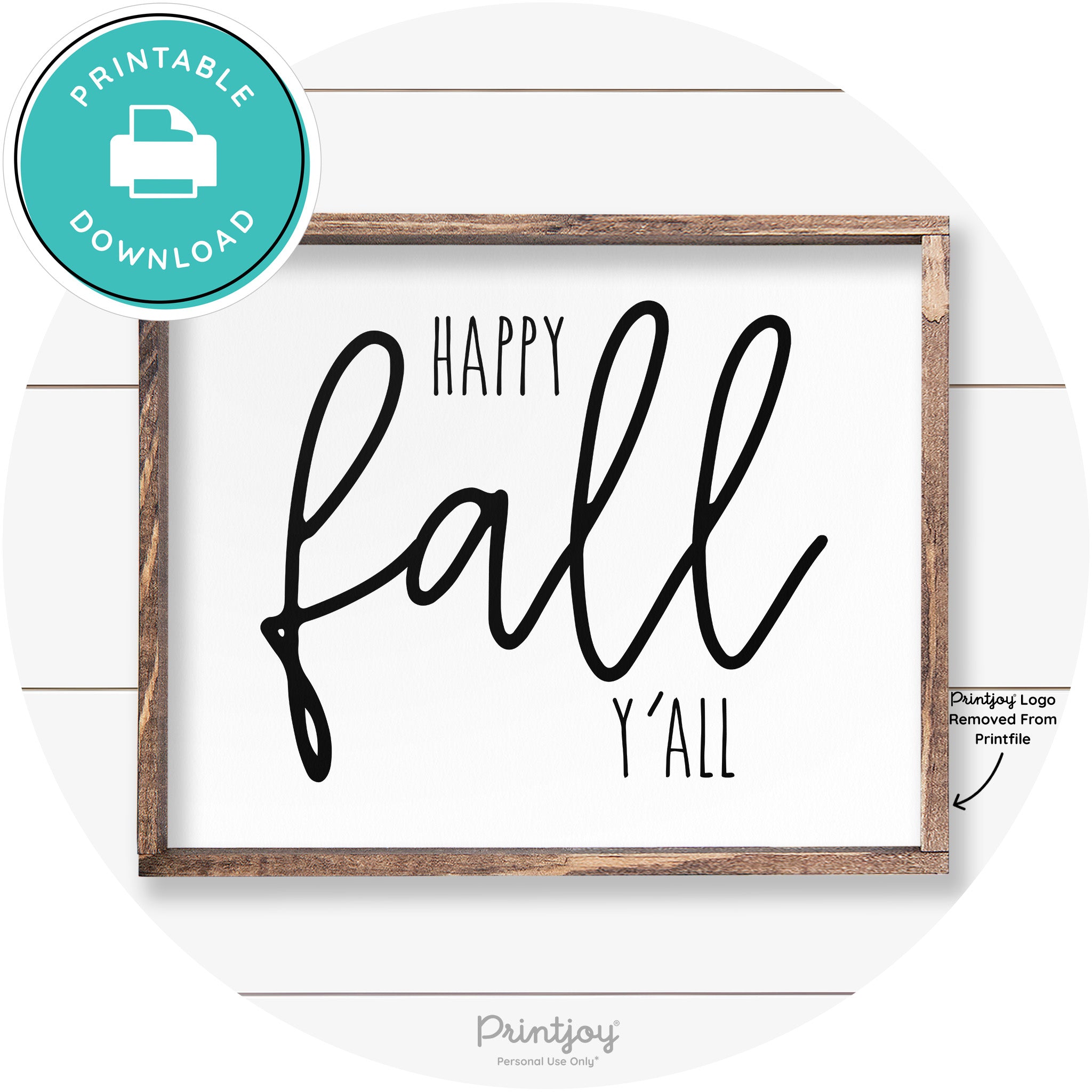 Happy Fall Y'all Cute Farmhouse Autumn Wall Art Decor Free Printable