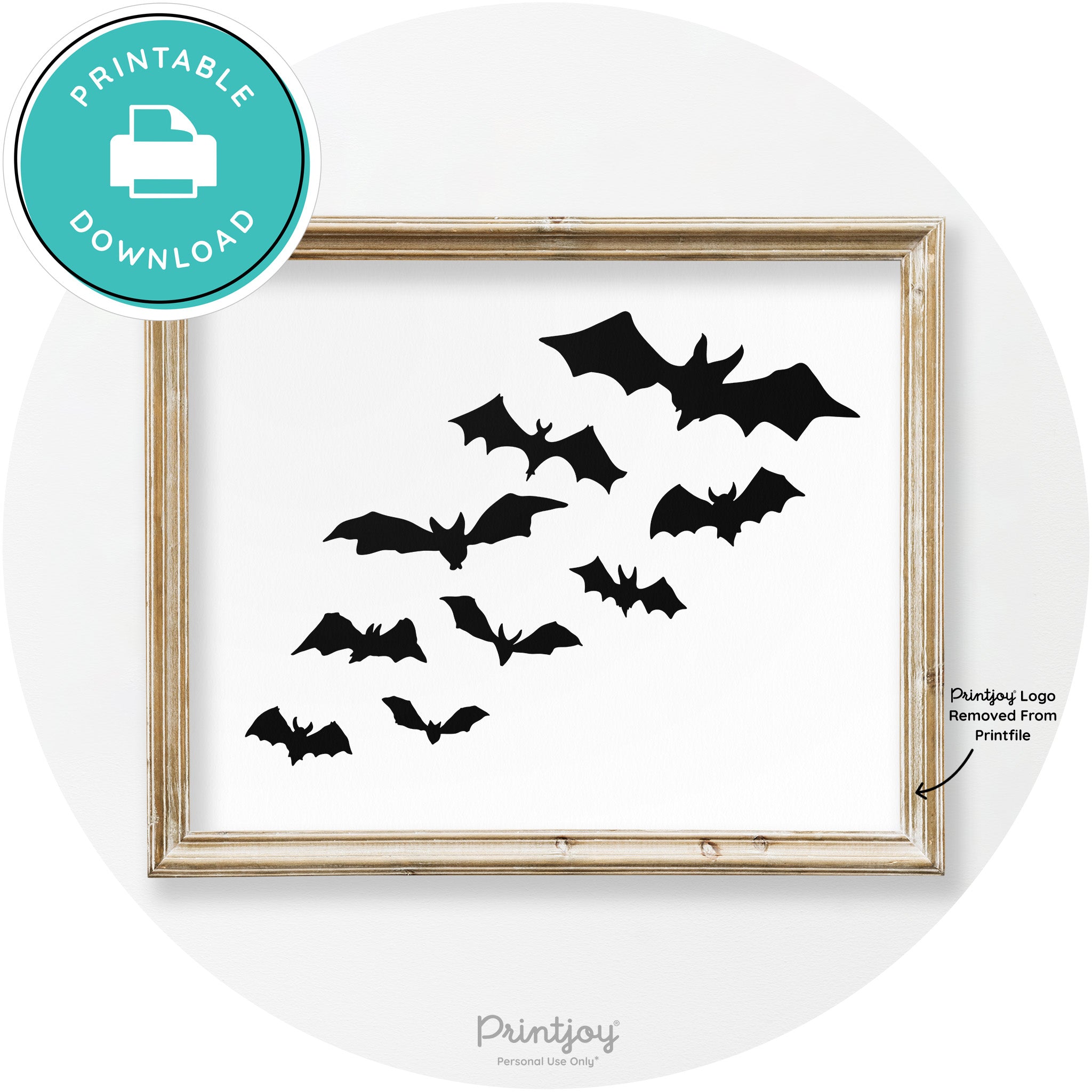Halloween Bats Silhouette Modern Vintage Wall Art Free Printable
