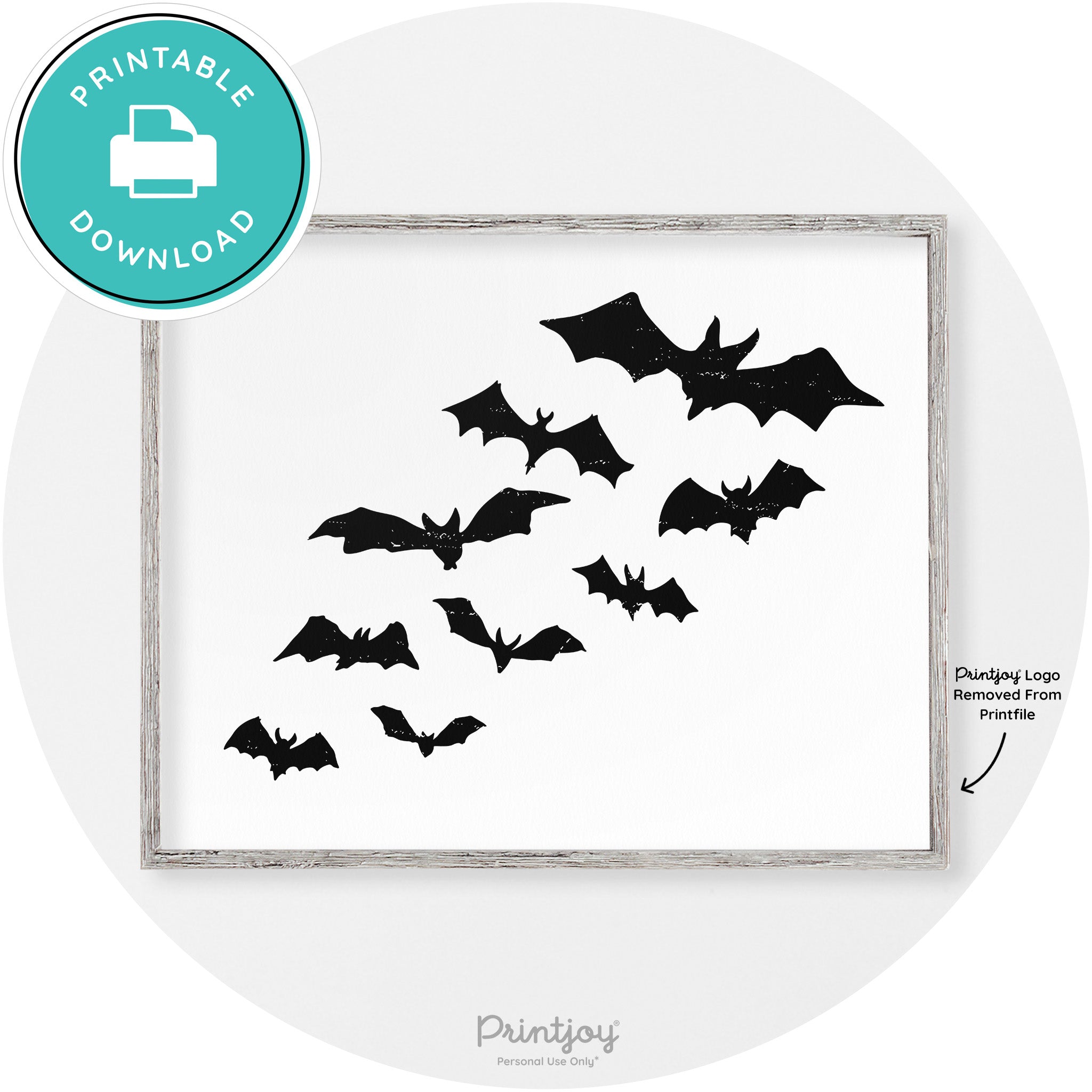 Halloween Bats Silhouette Modern Vintage Wall Art Free Printable - Printjoy
