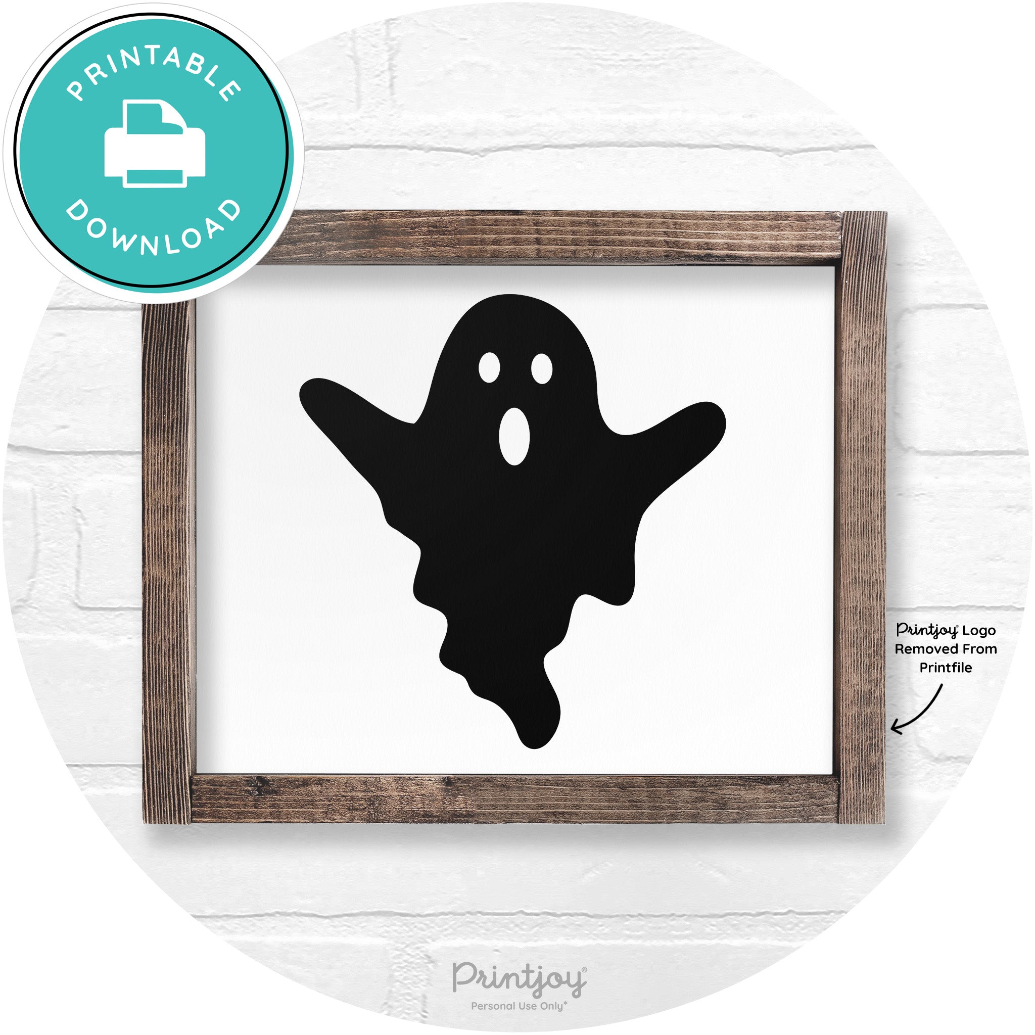 Halloween Cute Ghost Rustic Farmhouse Wall Art Free Printable