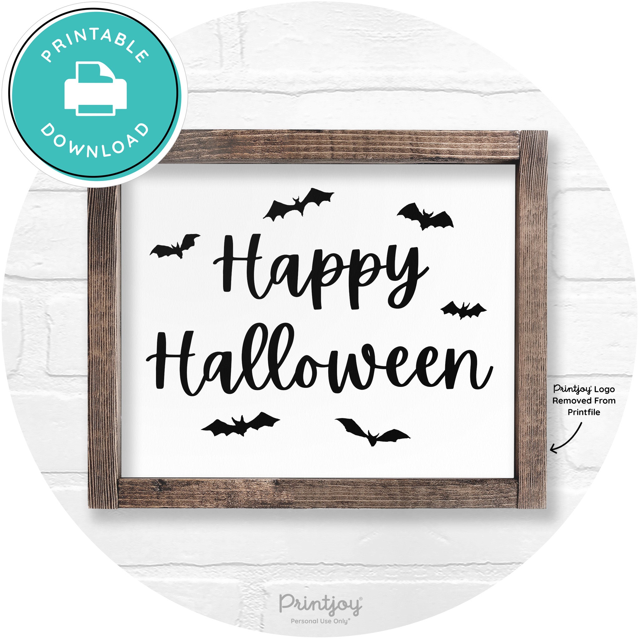 Happy Halloween Bats Rustic Farmhouse Wall Art Printable