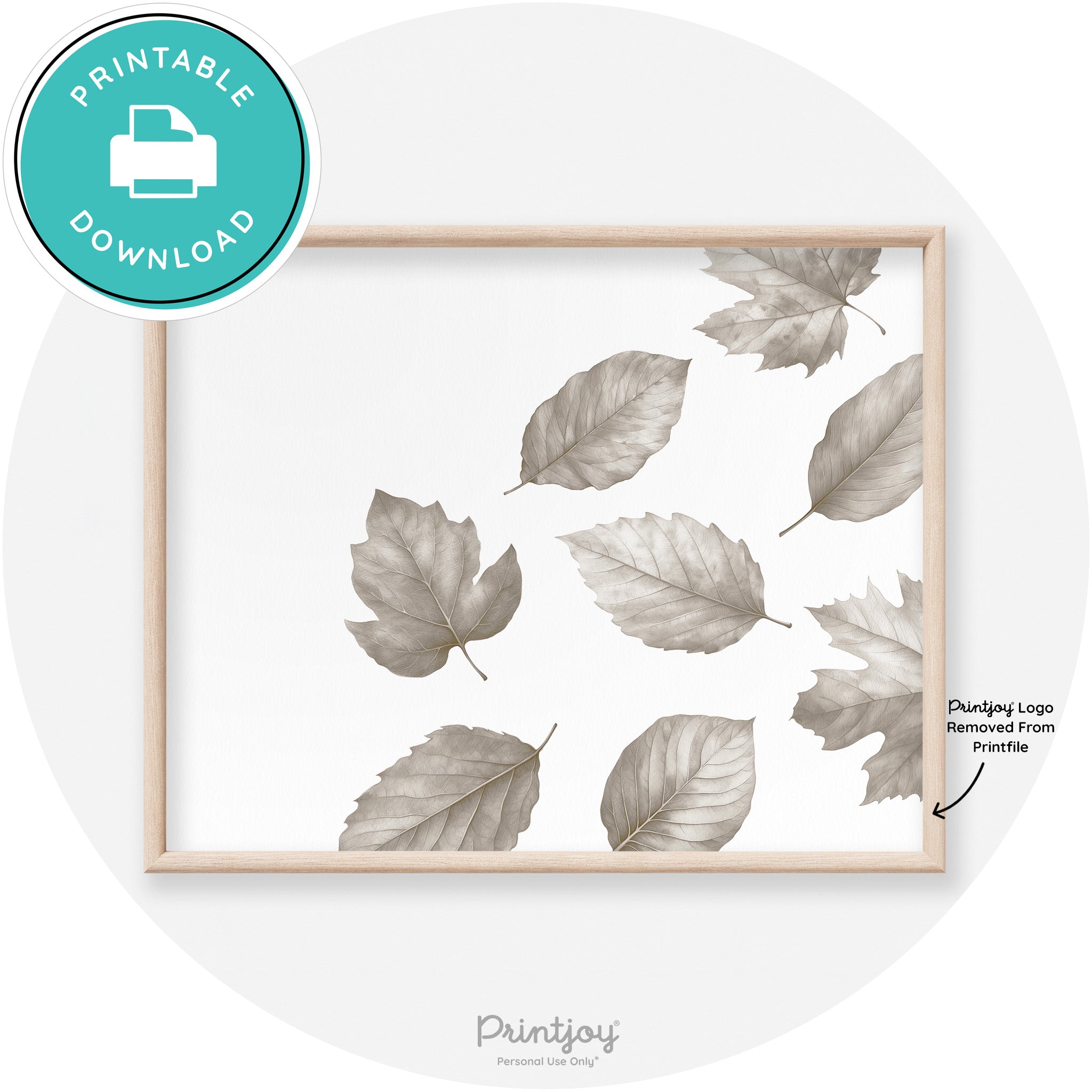 Fall Leaves Neutral Watercolor Transitional Wall Art Free Printable