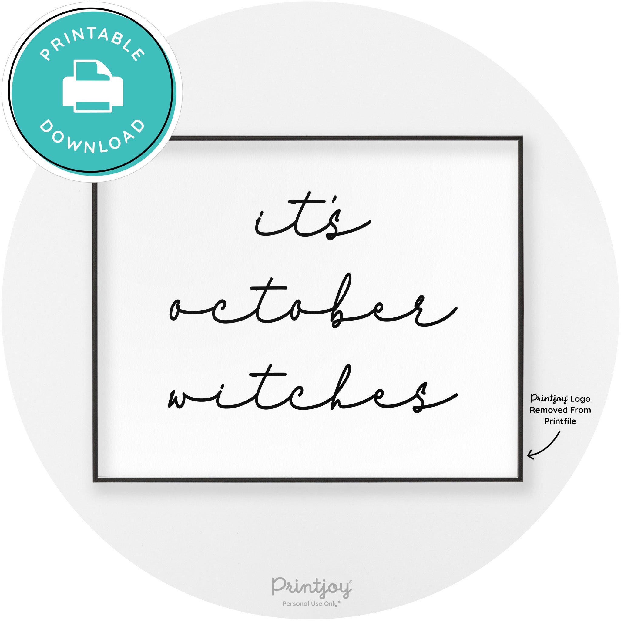 It's October Witches Halloween Modern Chic Wall Art Free Printable