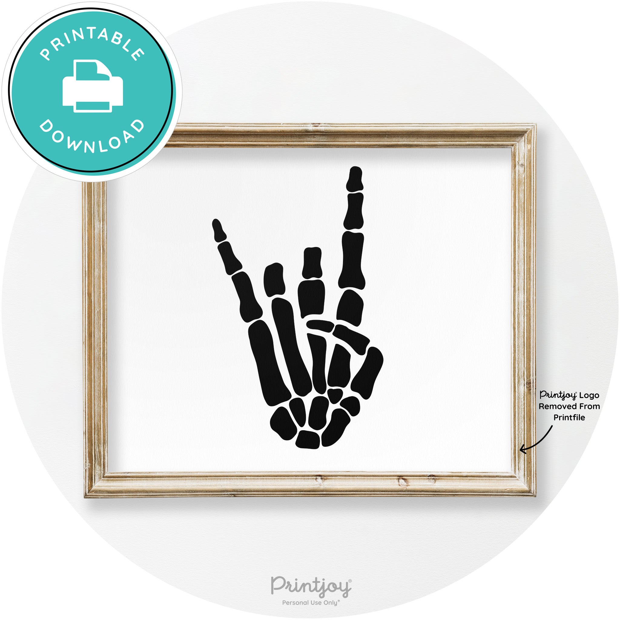 Skeleton Rock On Hand Bones Vintage Halloween Wall Art Free Printable