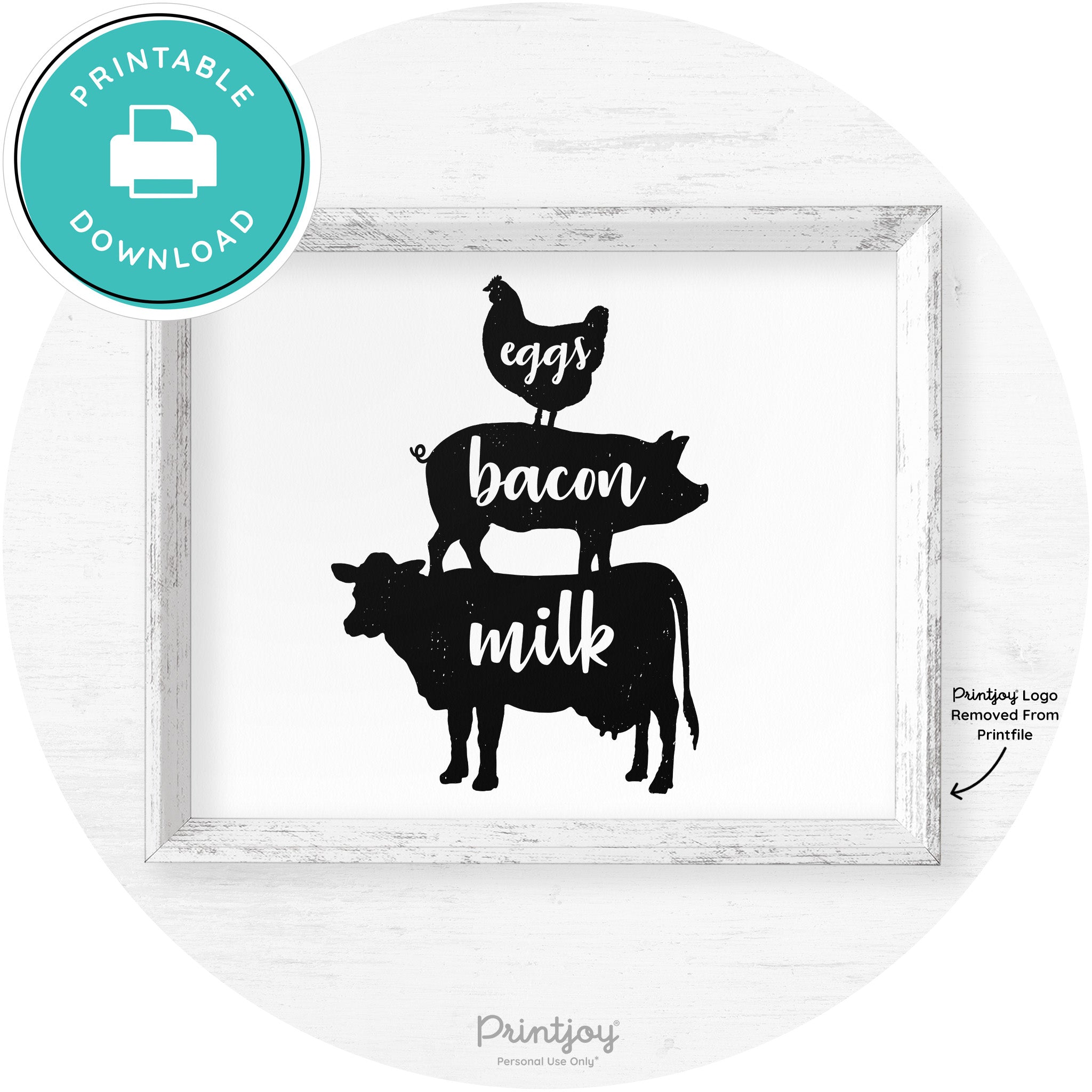 Stacked Farm Animals Eggs Bacon Milk Farmhouse Art Free Printable
