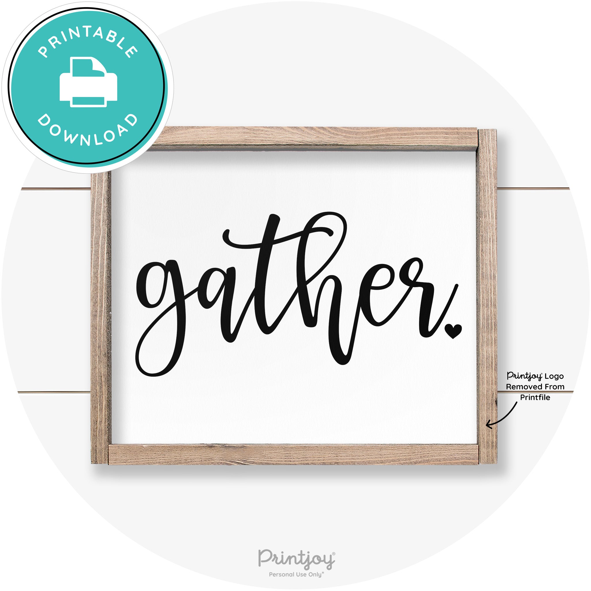Fall Gather Heart Cute Farmhouse Wall Art Decor Printable