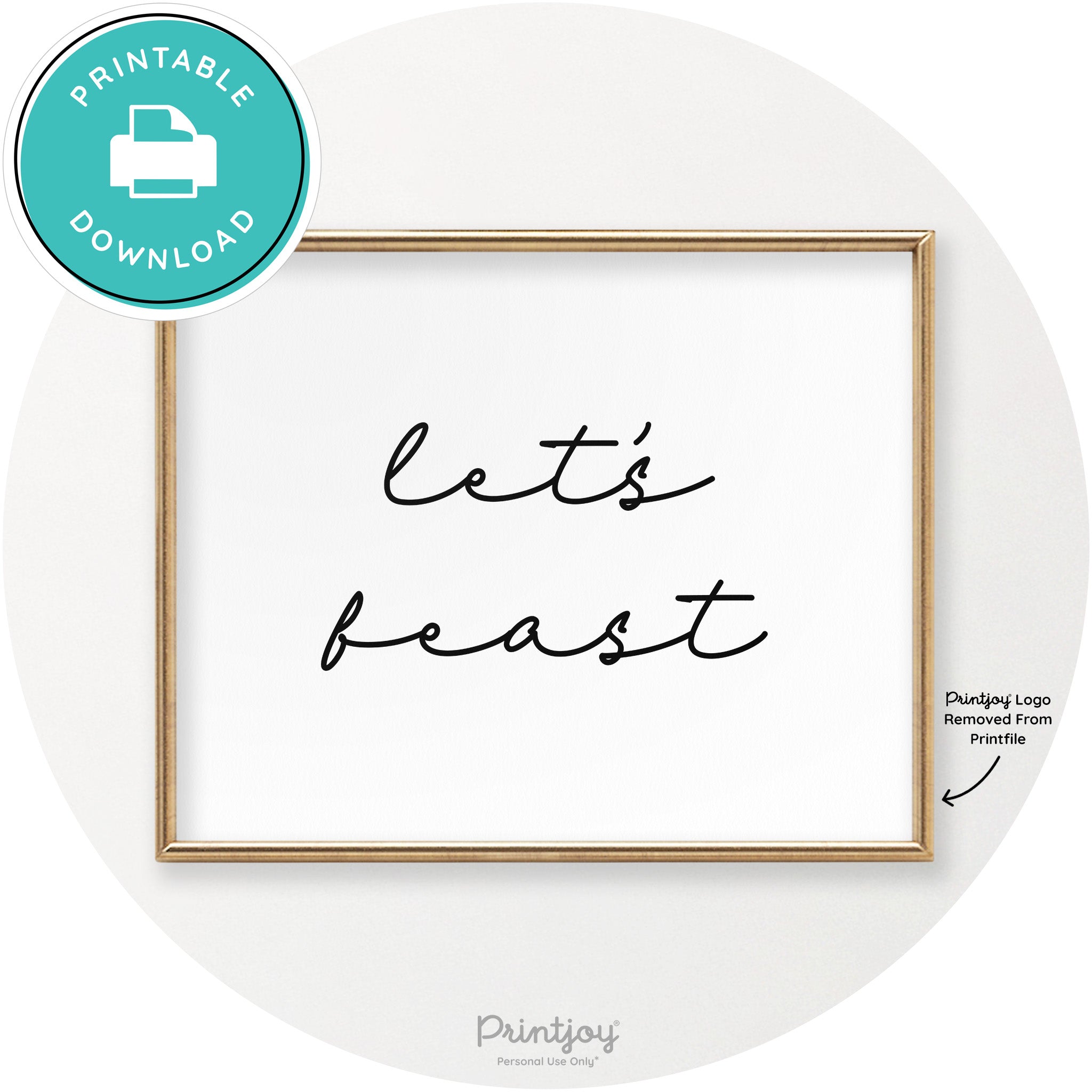 Let's Feast Cute Thanksgiving Modern Chic Wall Art Printable