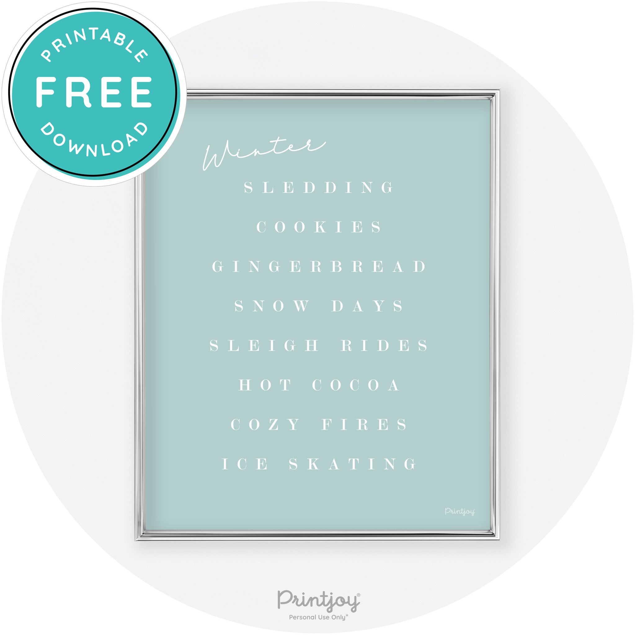 Winter Favorite Things Modern Chic Wall Art Decor Free Printable