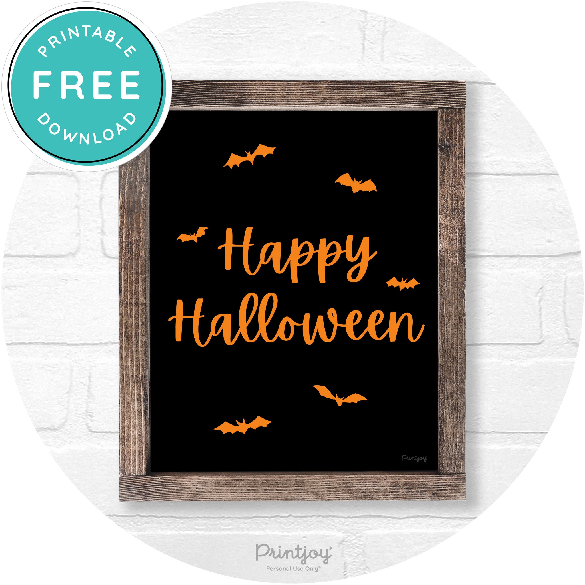 Happy Halloween Bats Rustic Farmhouse Wall Art Printable