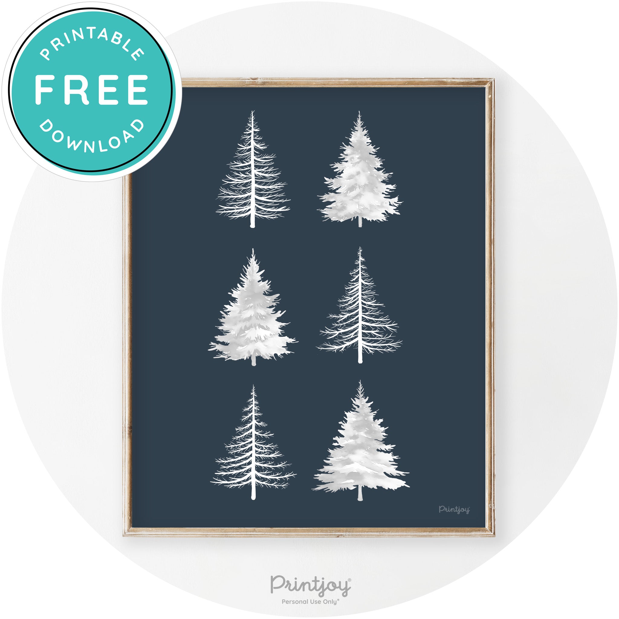 Christmas Trees Silhouette Modern Transitional Wall Art Free Printable - Printjoy