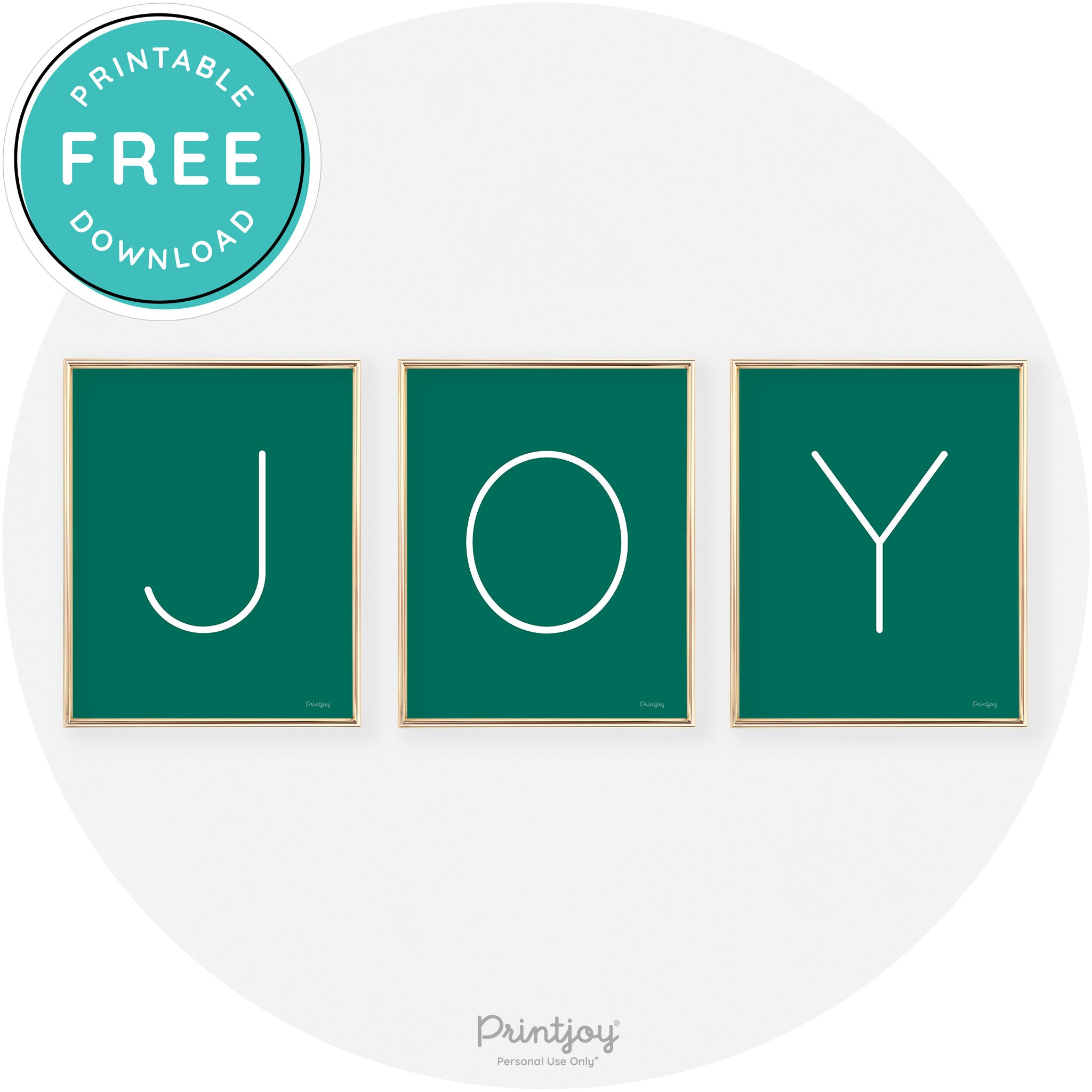 Joy Simple Letters Set Of 3 Christmas Modern Chic Wall Art Free Printable