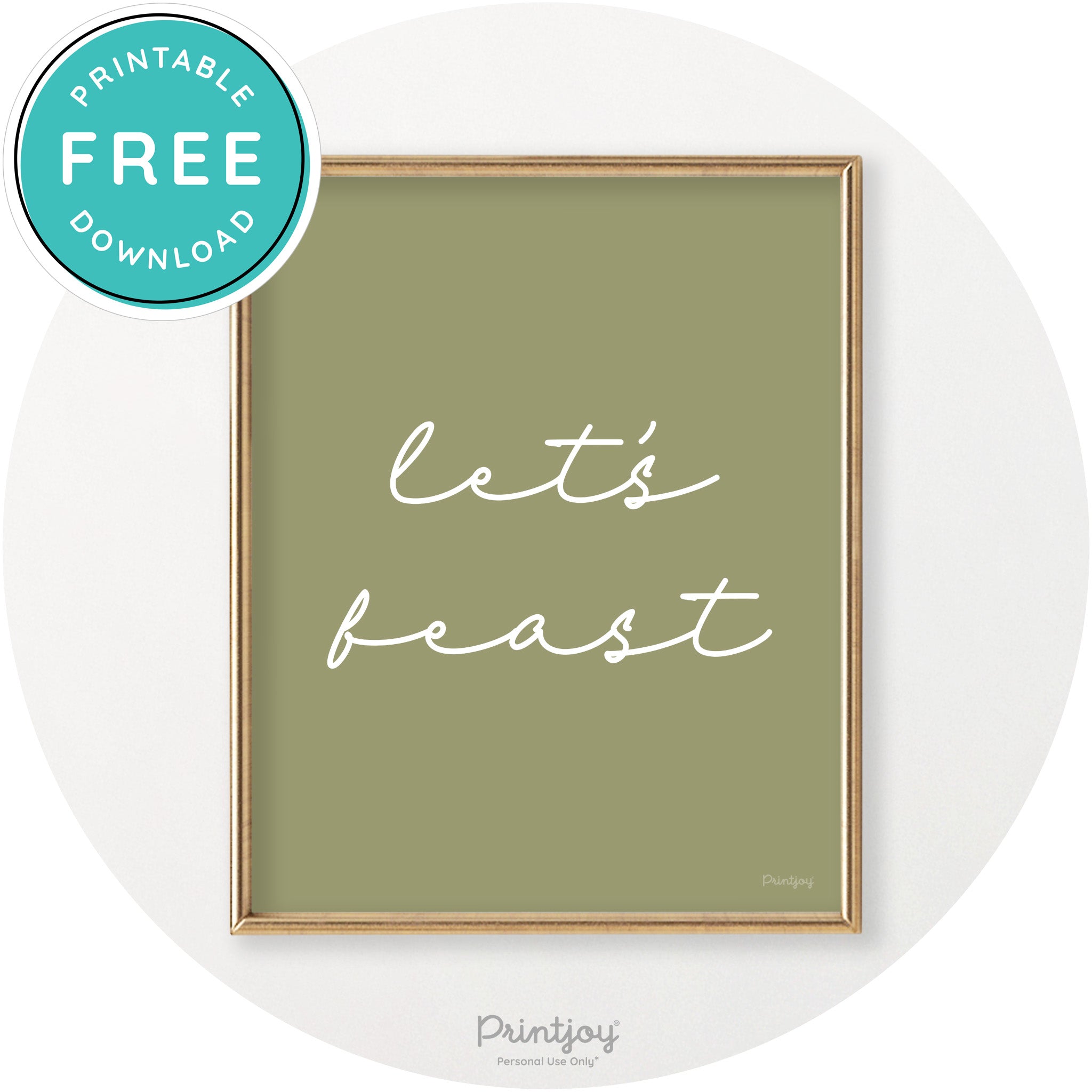Let's Feast Cute Thanksgiving Modern Chic Wall Art Printable