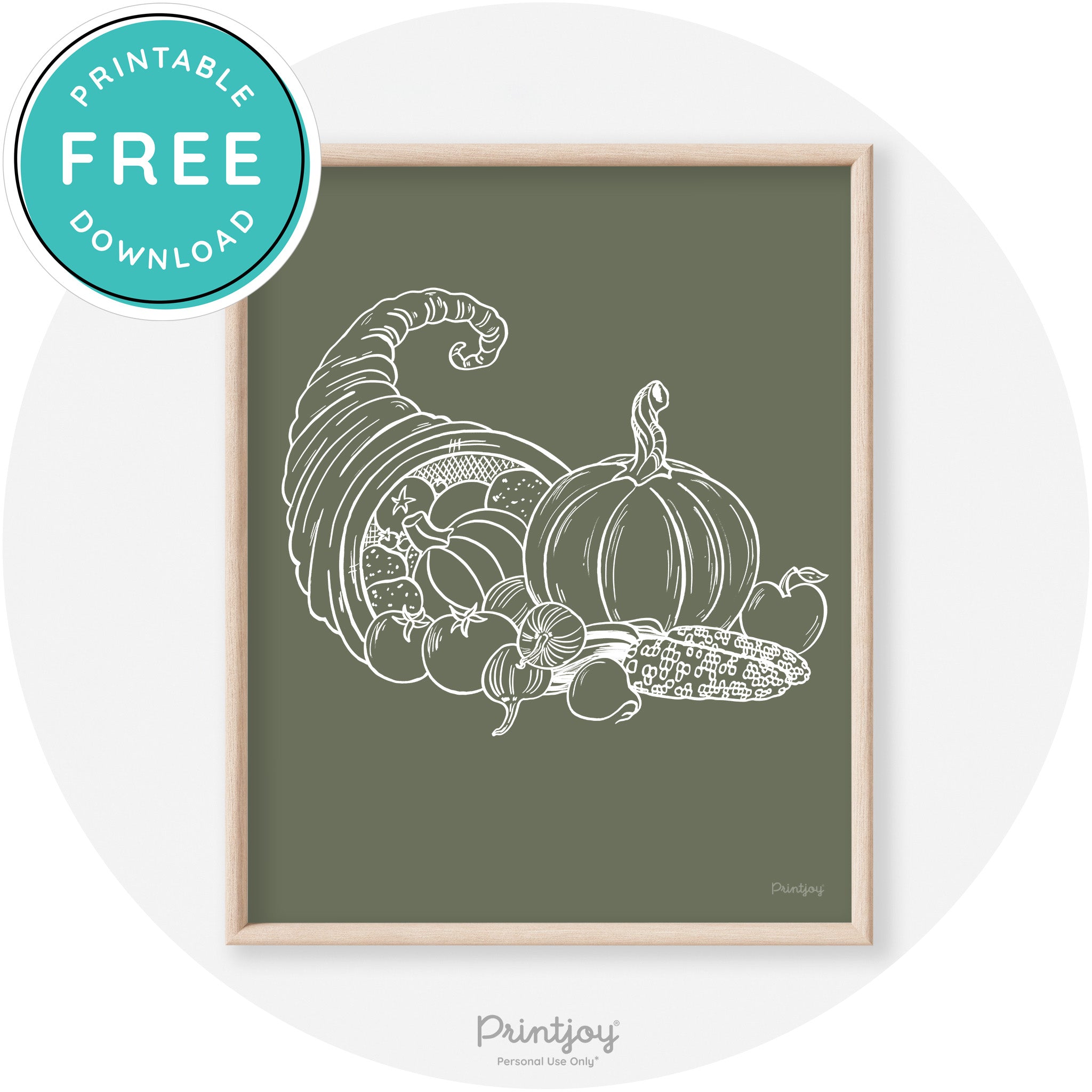 Cornucopia Drawing Thanksgiving Transitional Wall Art Free Printable