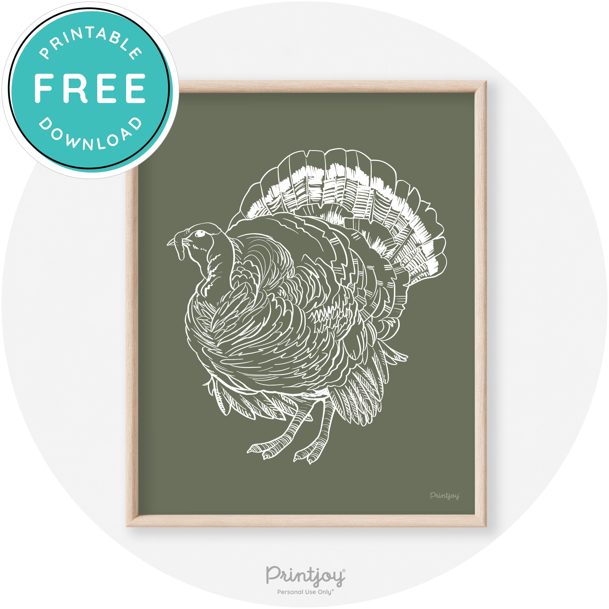 Turkey Drawing Thanksgiving Transitional Wall Art Decor Free Printable