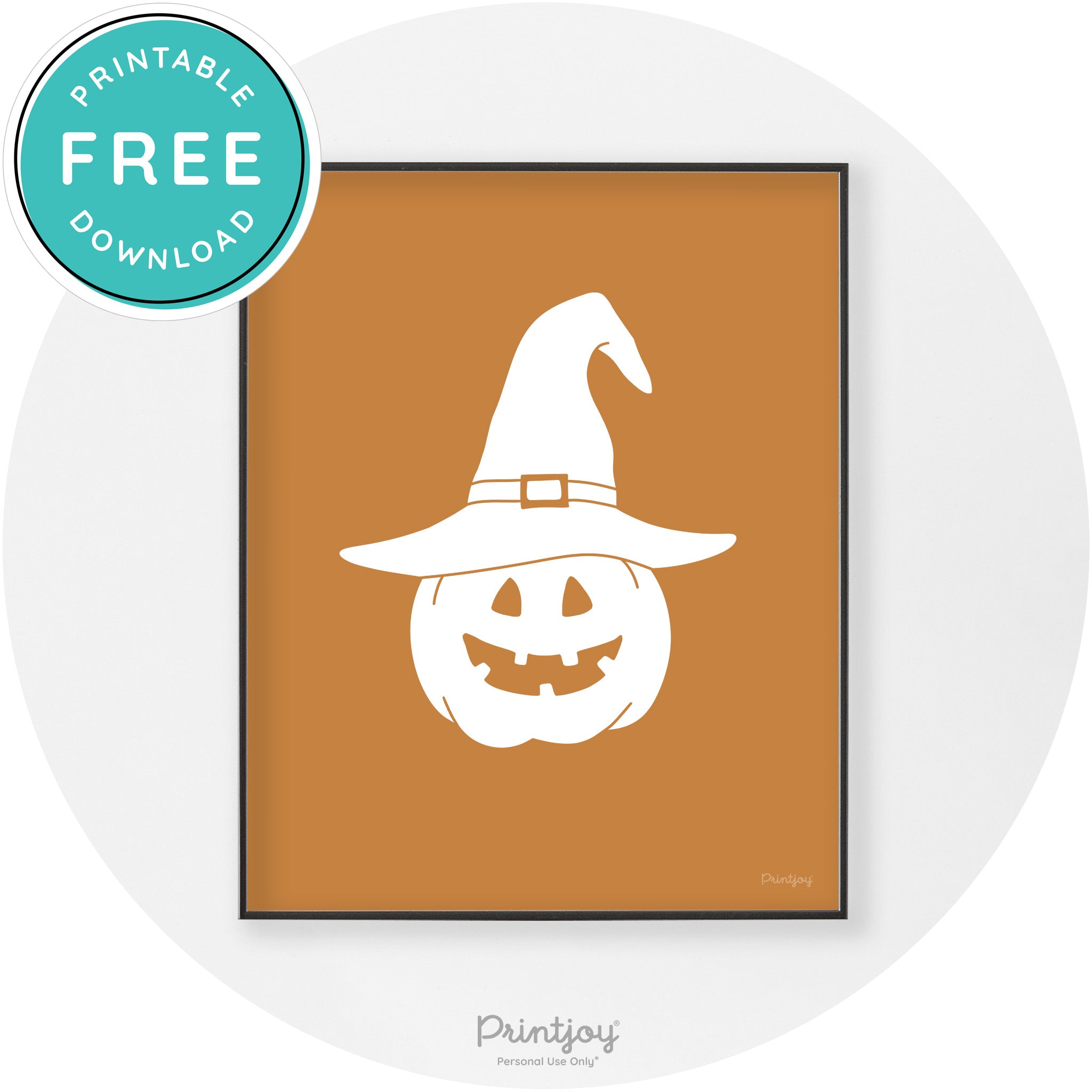Halloween Cute Witch Jack O Lantern Chic Wall Art Printable