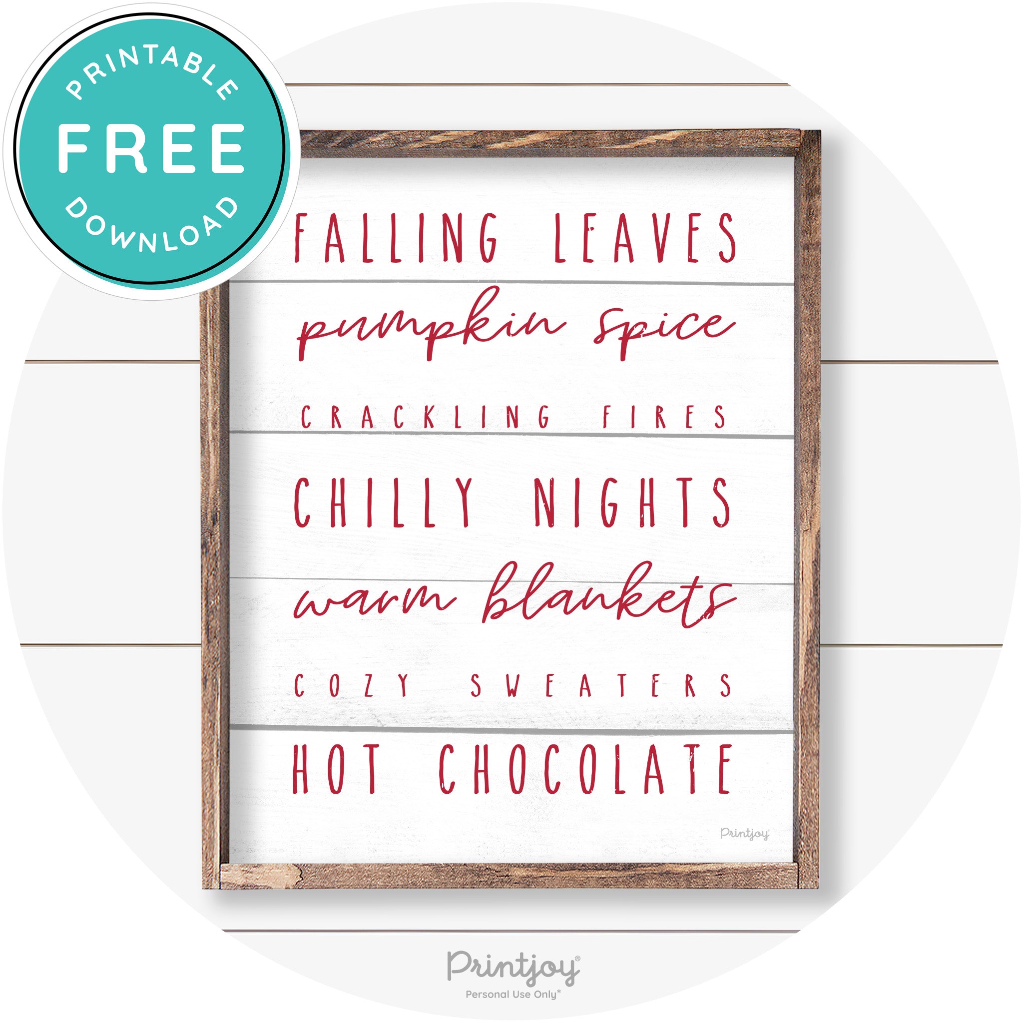 Fall Favorite Things Cute Farmhouse Autumn Wall Art Free Printable - Printjoy