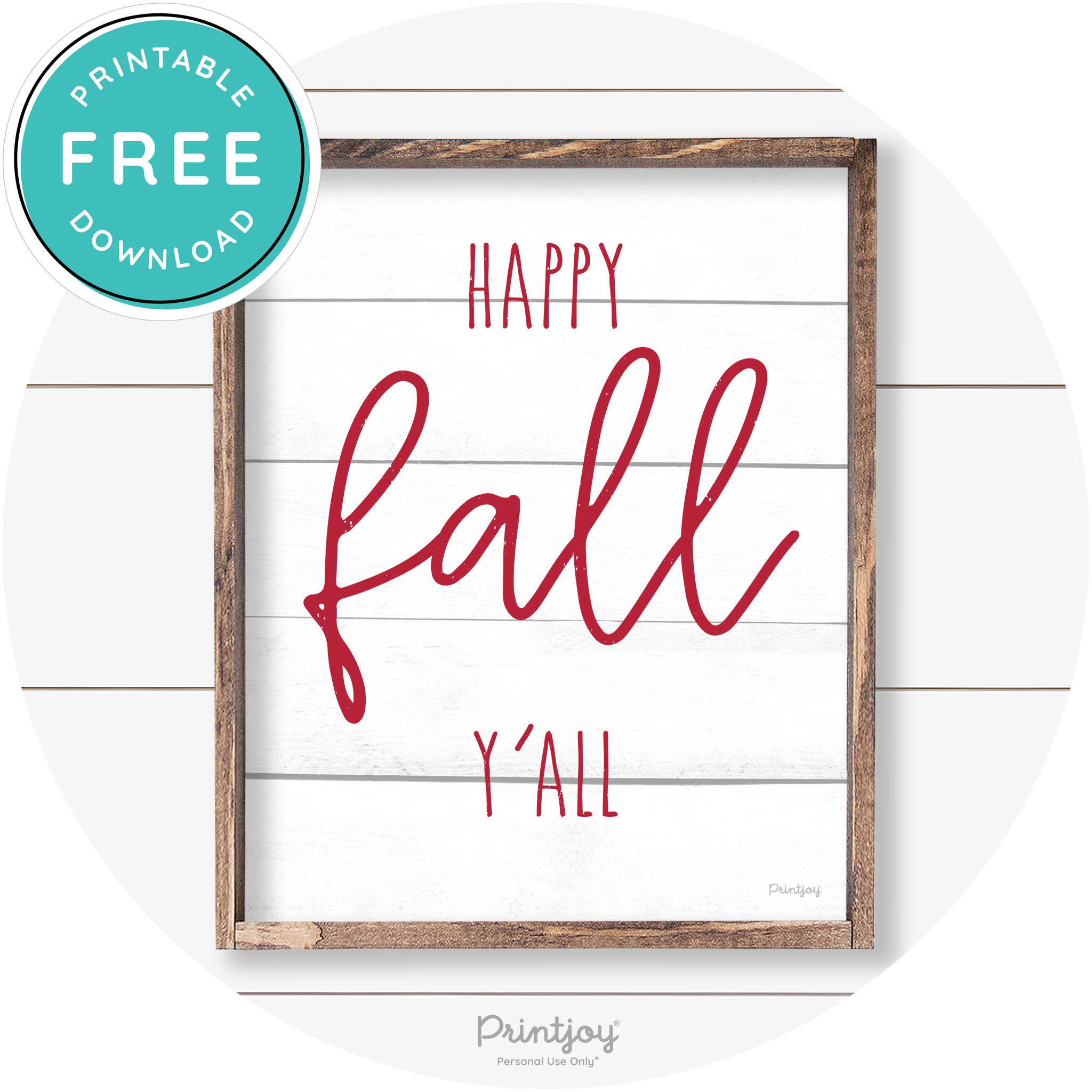 Happy Fall Y'all Cute Farmhouse Autumn Wall Art Decor Free Printable - Printjoy
