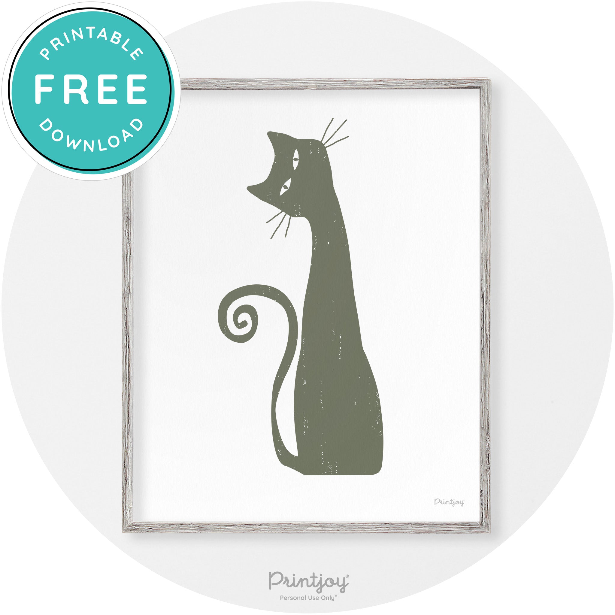 Creepy Skinny Cat Modern Vintage Halloween Wall Art Free Printable - Printjoy