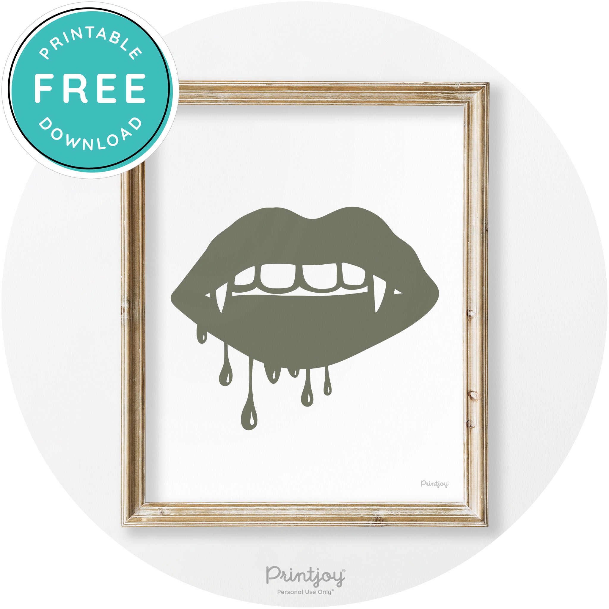 Dracula Fangs Teeth Modern Vintage Halloween Wall Art Free Printable