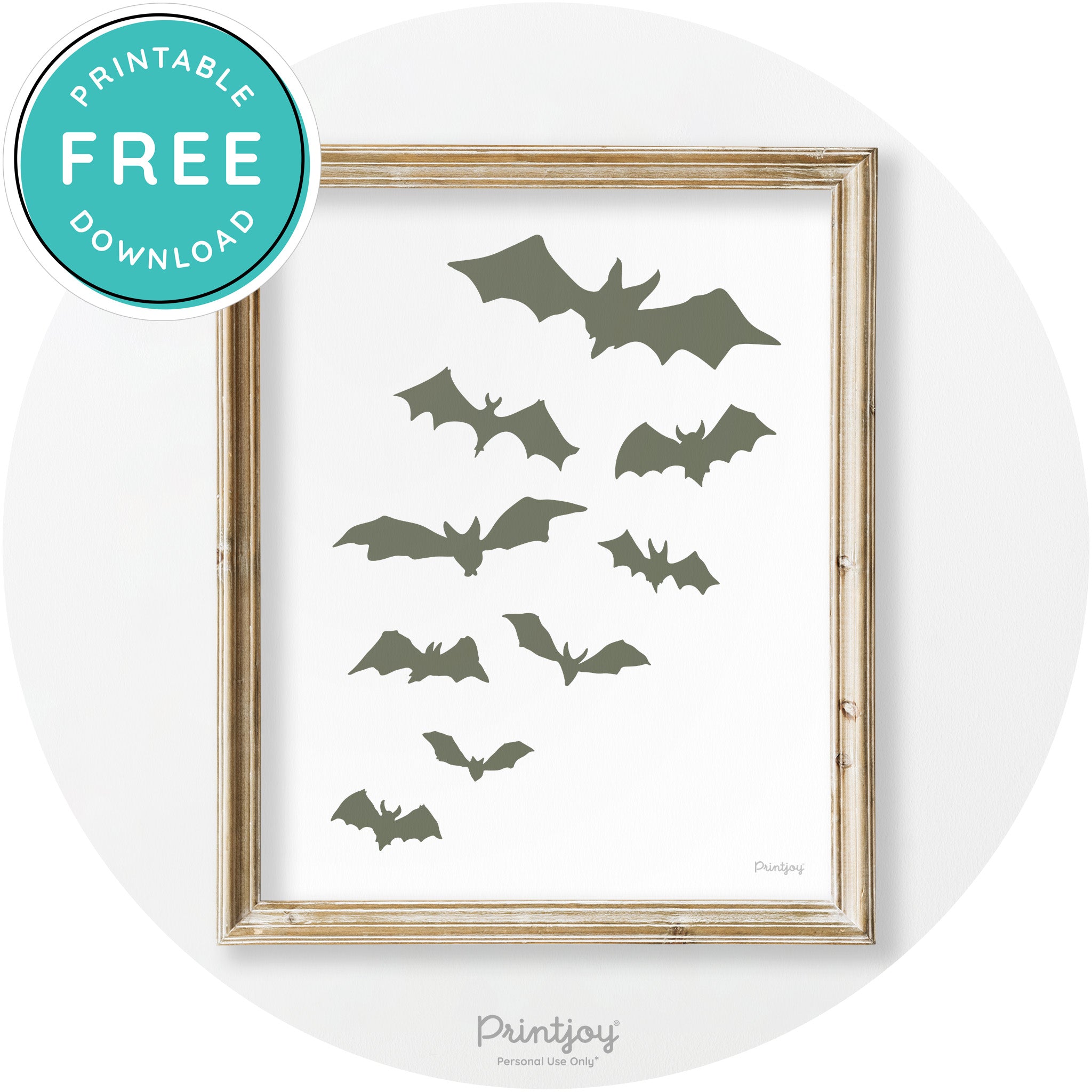 Halloween Bats Silhouette Modern Vintage Wall Art Free Printable