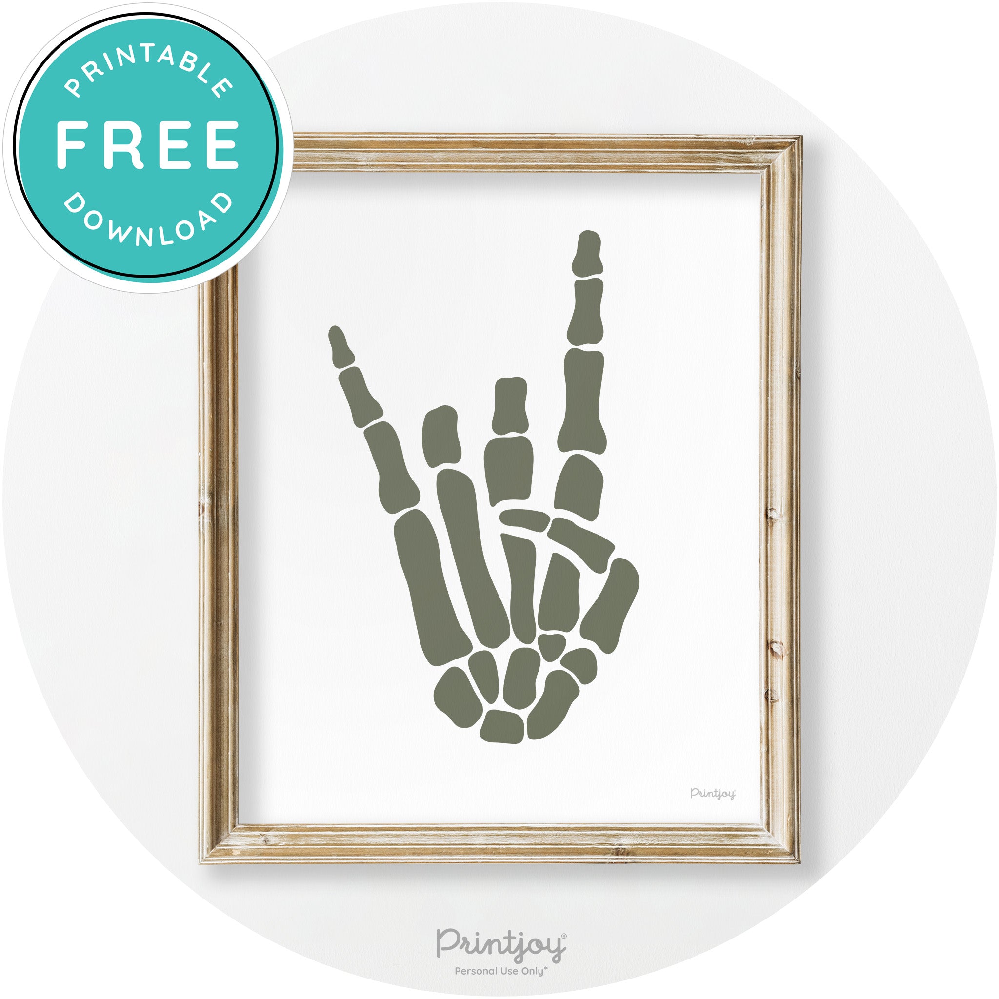 Skeleton Rock On Hand Bones Vintage Halloween Wall Art Free Printable