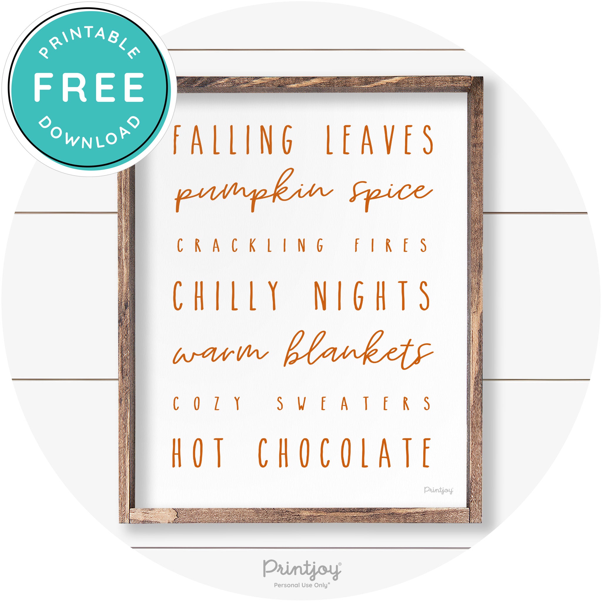 Fall Favorite Things Cute Farmhouse Autumn Wall Art Free Printable