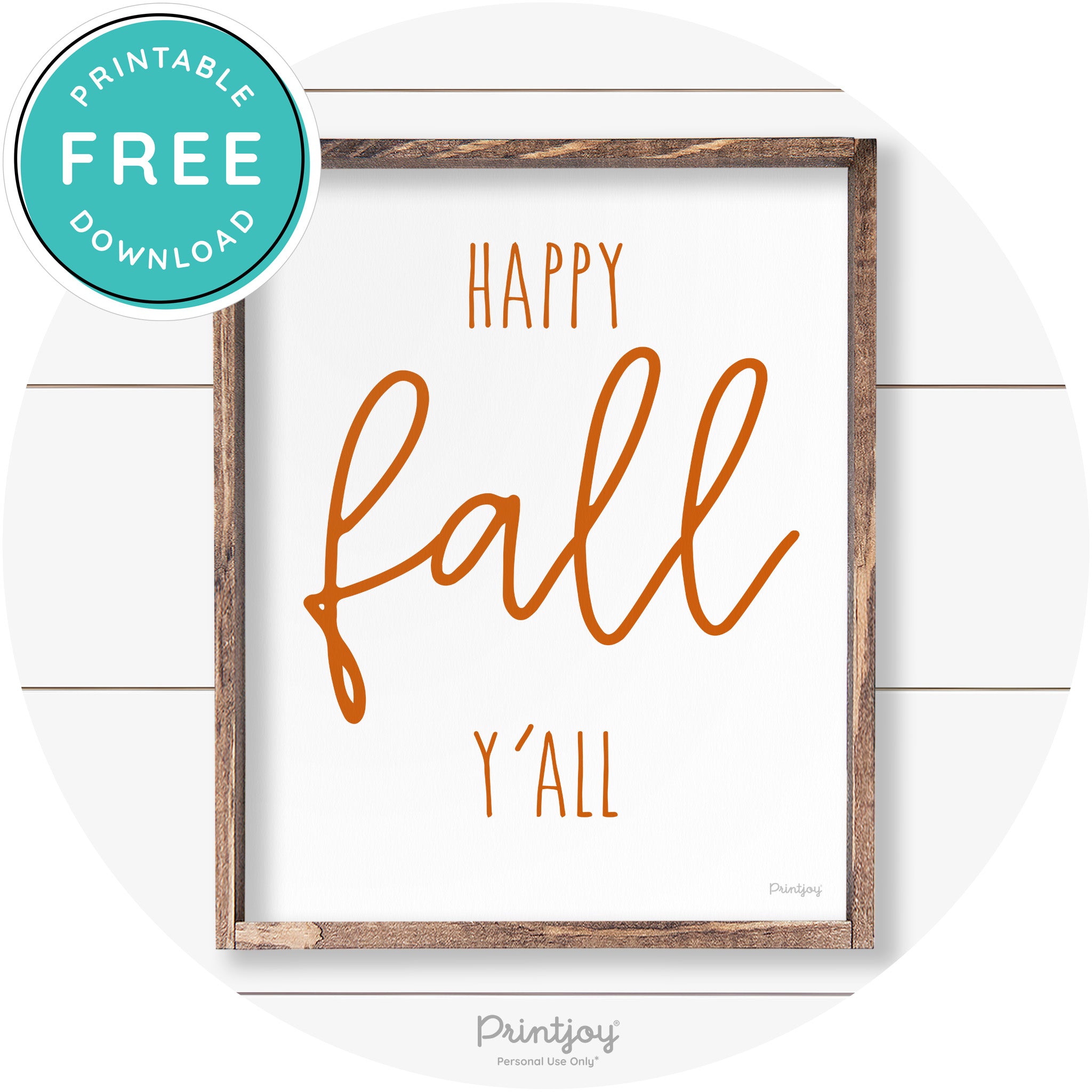 Happy Fall Y'all Cute Farmhouse Autumn Wall Art Decor Free Printable