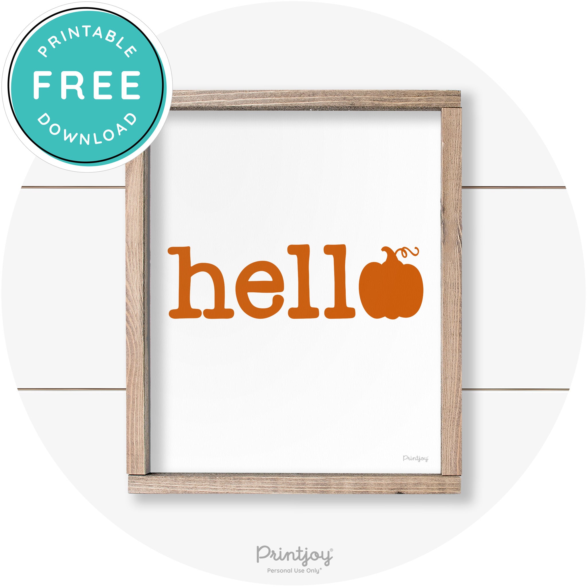 Hello Pumpkin Fall Autumn Cute Farmhouse Wall Art Free Printable
