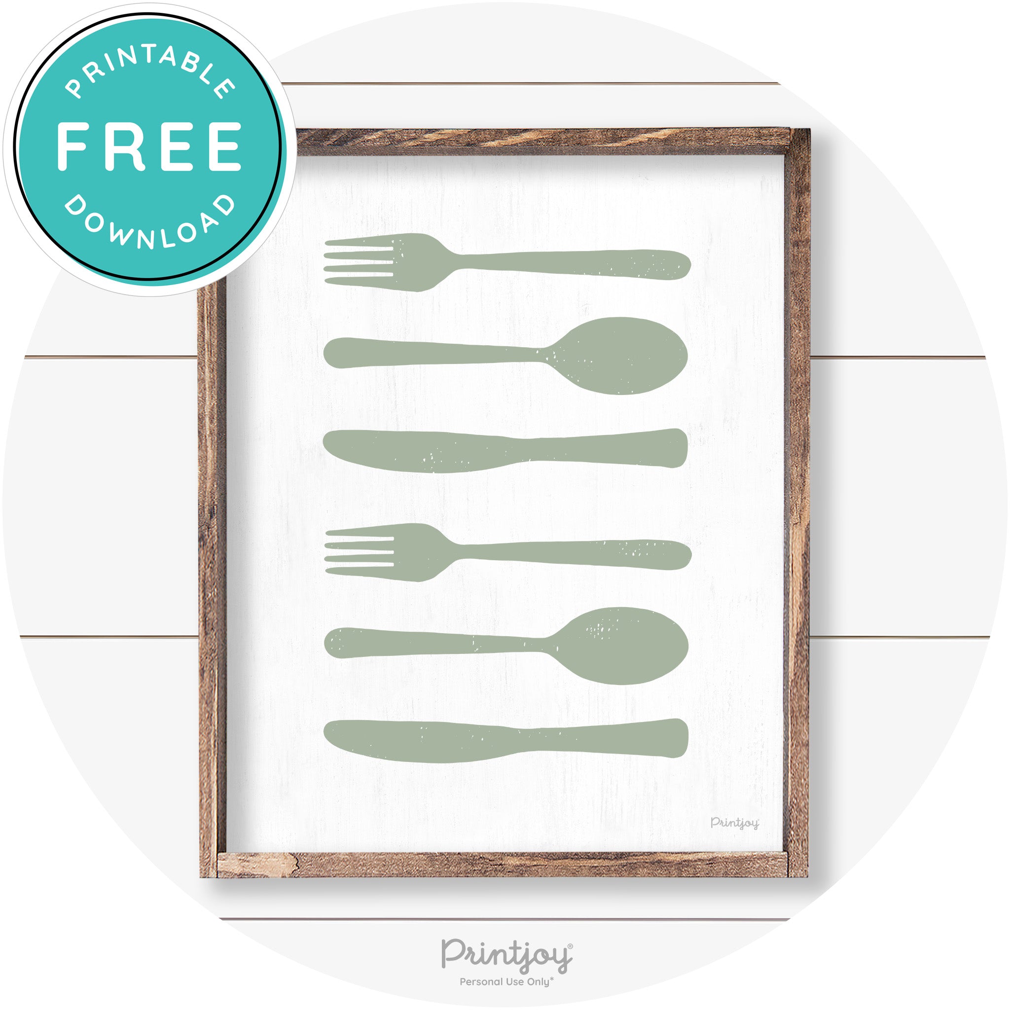 Fork Spoon Knife Pattern Farmhouse Kitchen Wall Art Free Printable