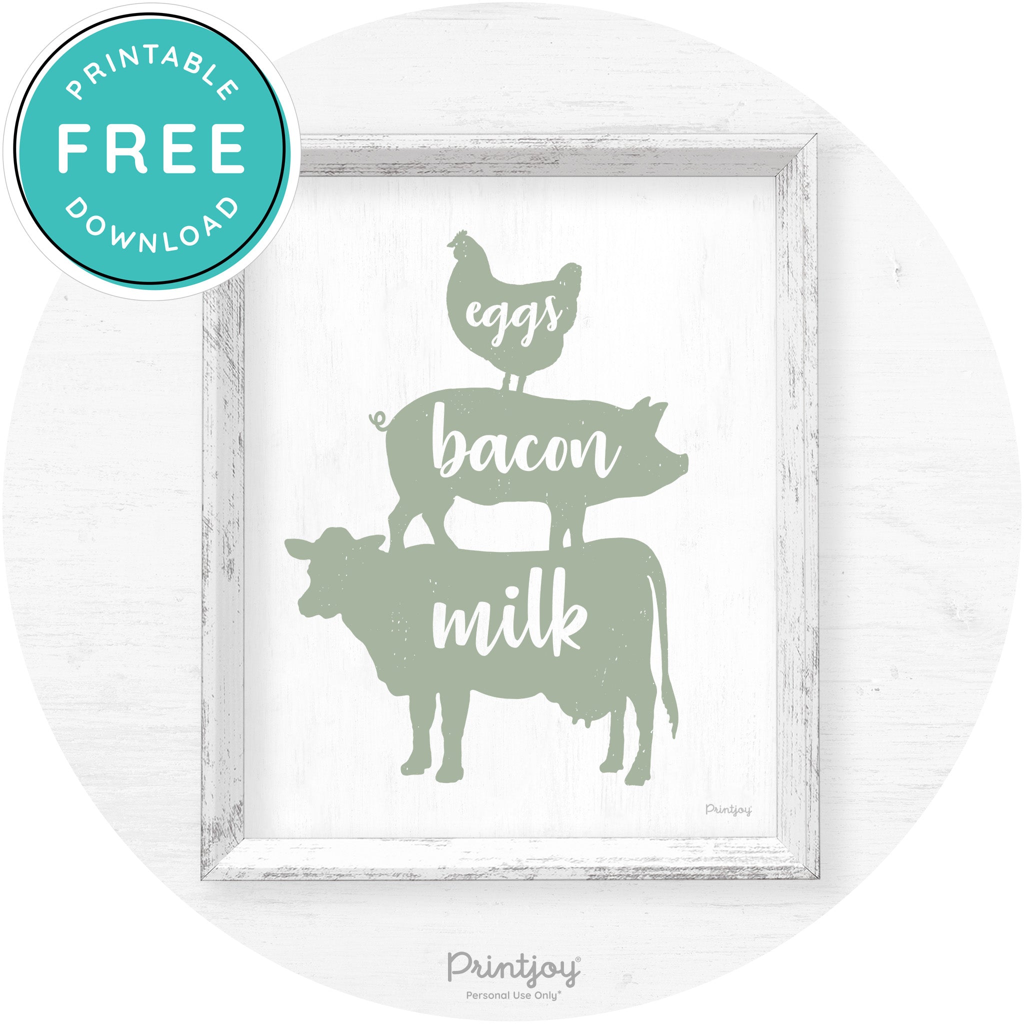 Stacked Farm Animals Eggs Bacon Milk Farmhouse Art Free Printable
