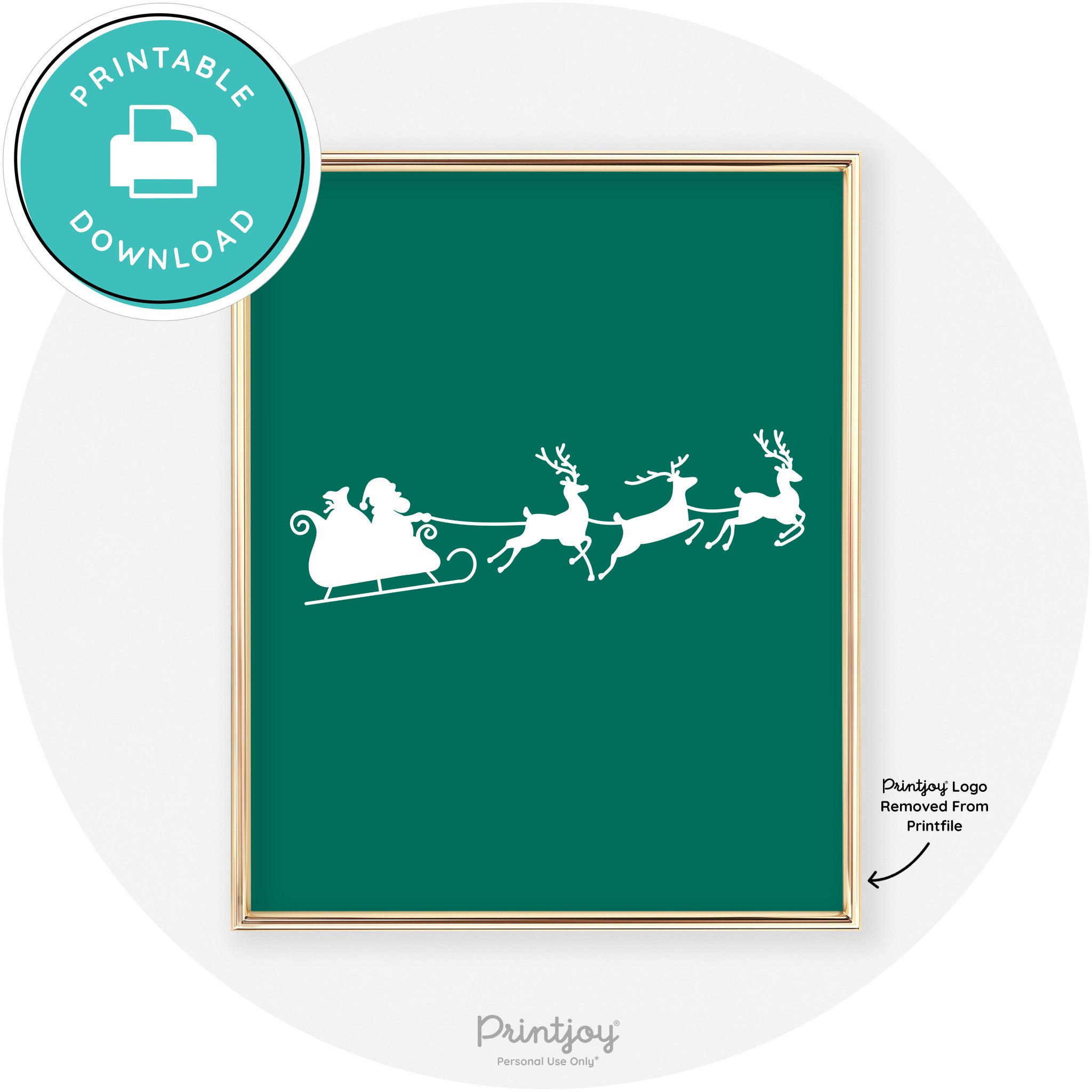 Santa Sleigh Reindeer Silhouette Cute Chic Wall Art Free Printable