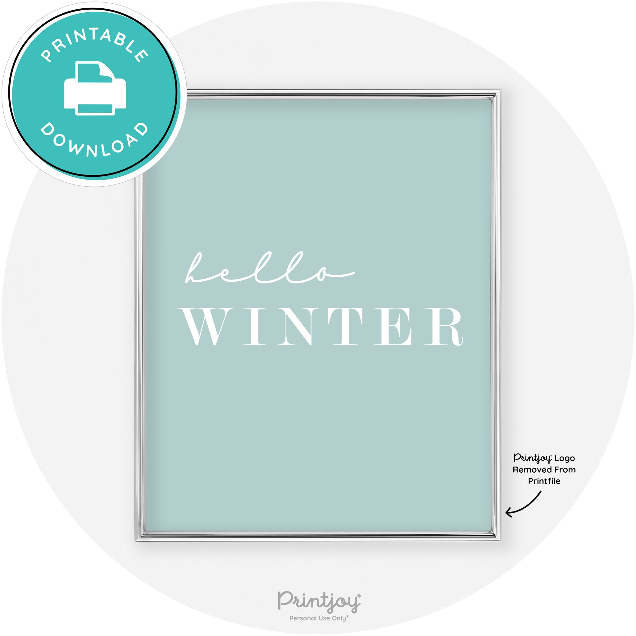 Hello Winter Cute Seasonal Modern Chic Wall Art Decor Free Printable
