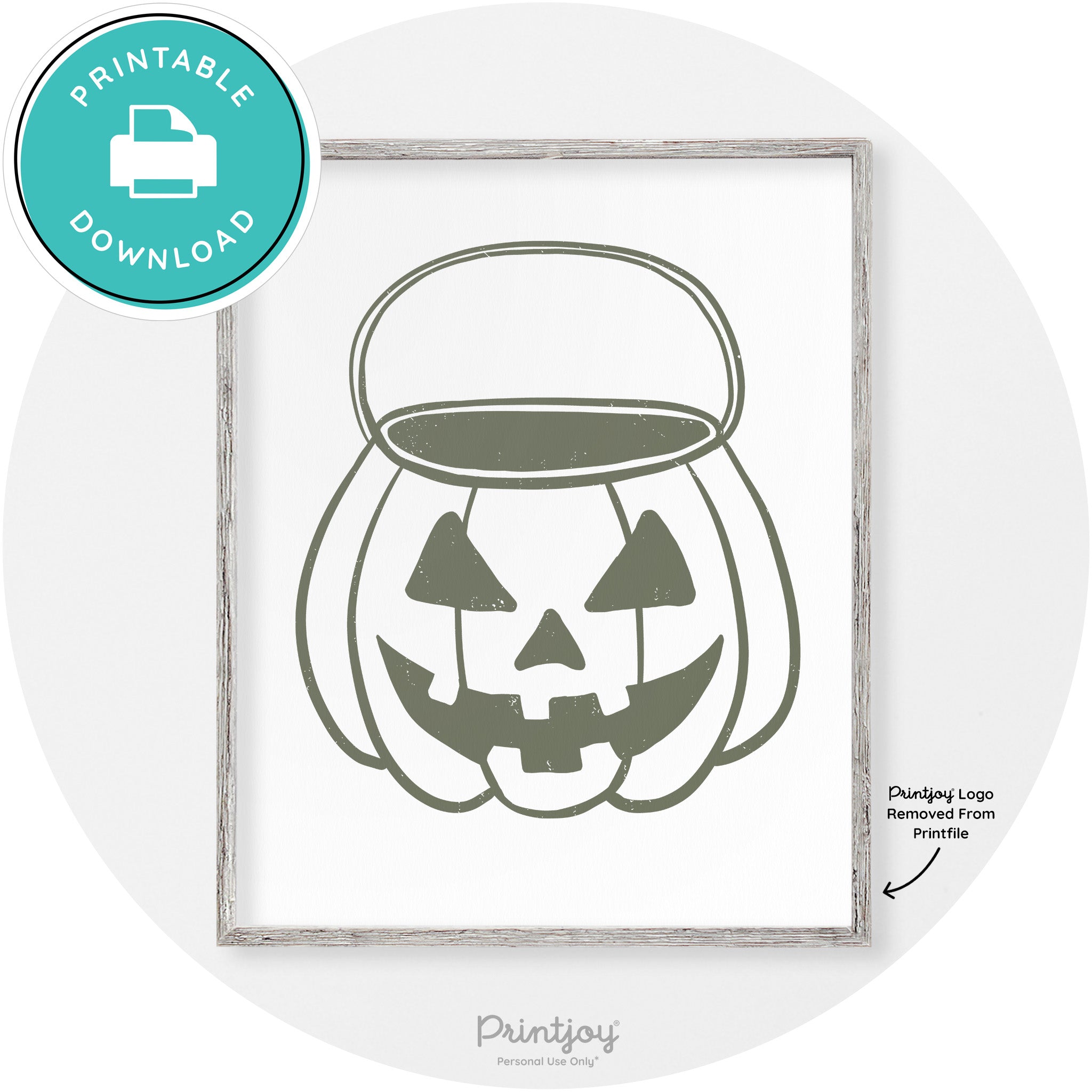 Jack O Lantern Treat Bucket Vintage Halloween Wall Art Free Printable - Printjoy