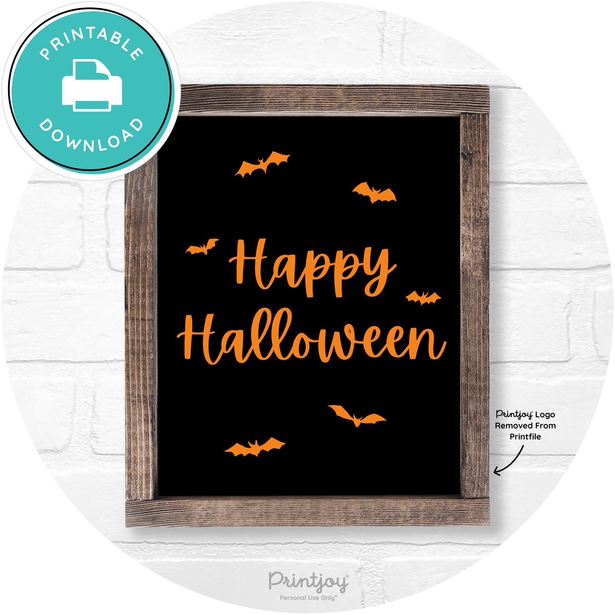 Happy Halloween Bats Rustic Farmhouse Wall Art Printable
