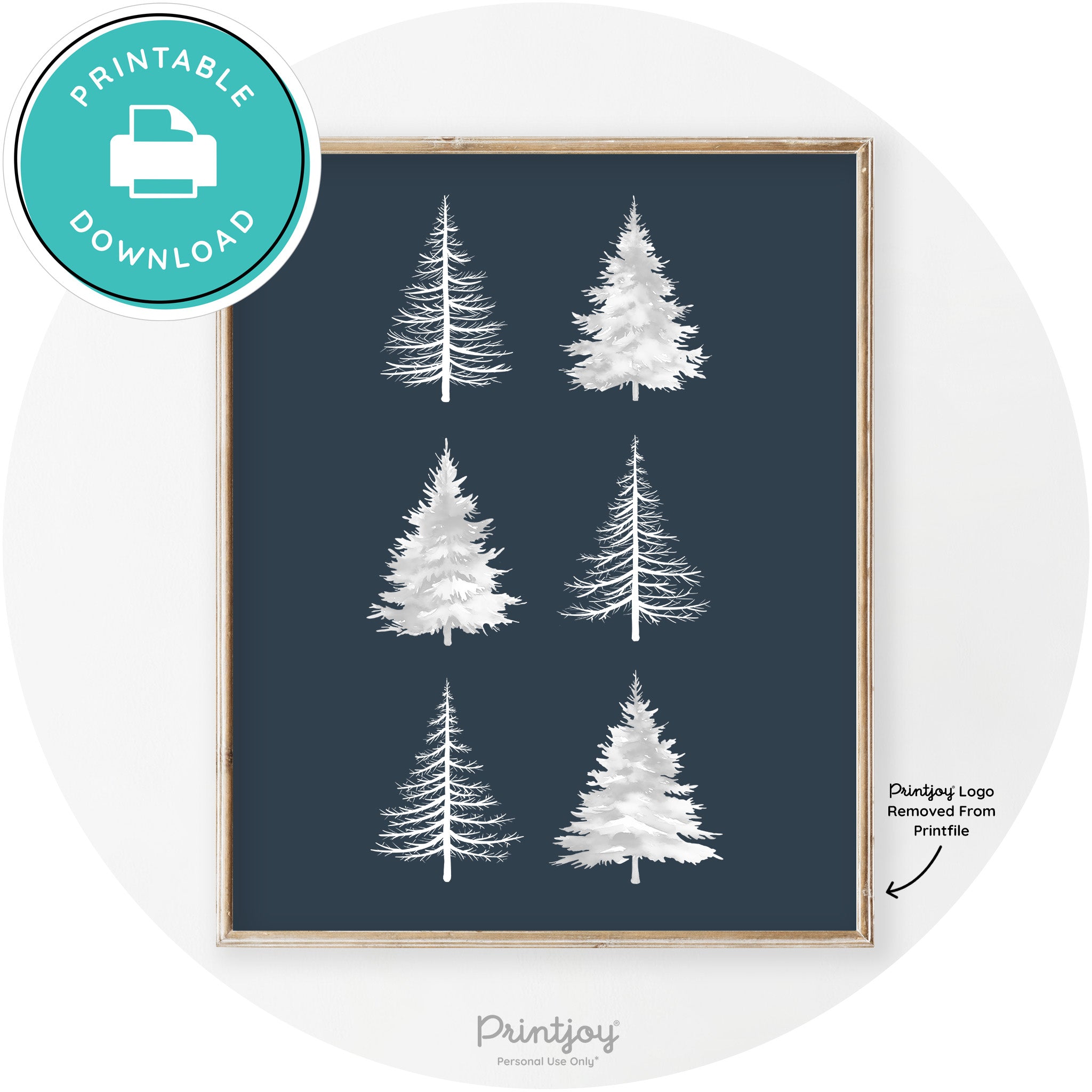 Christmas Trees Silhouette Modern Transitional Wall Art Free Printable - Printjoy