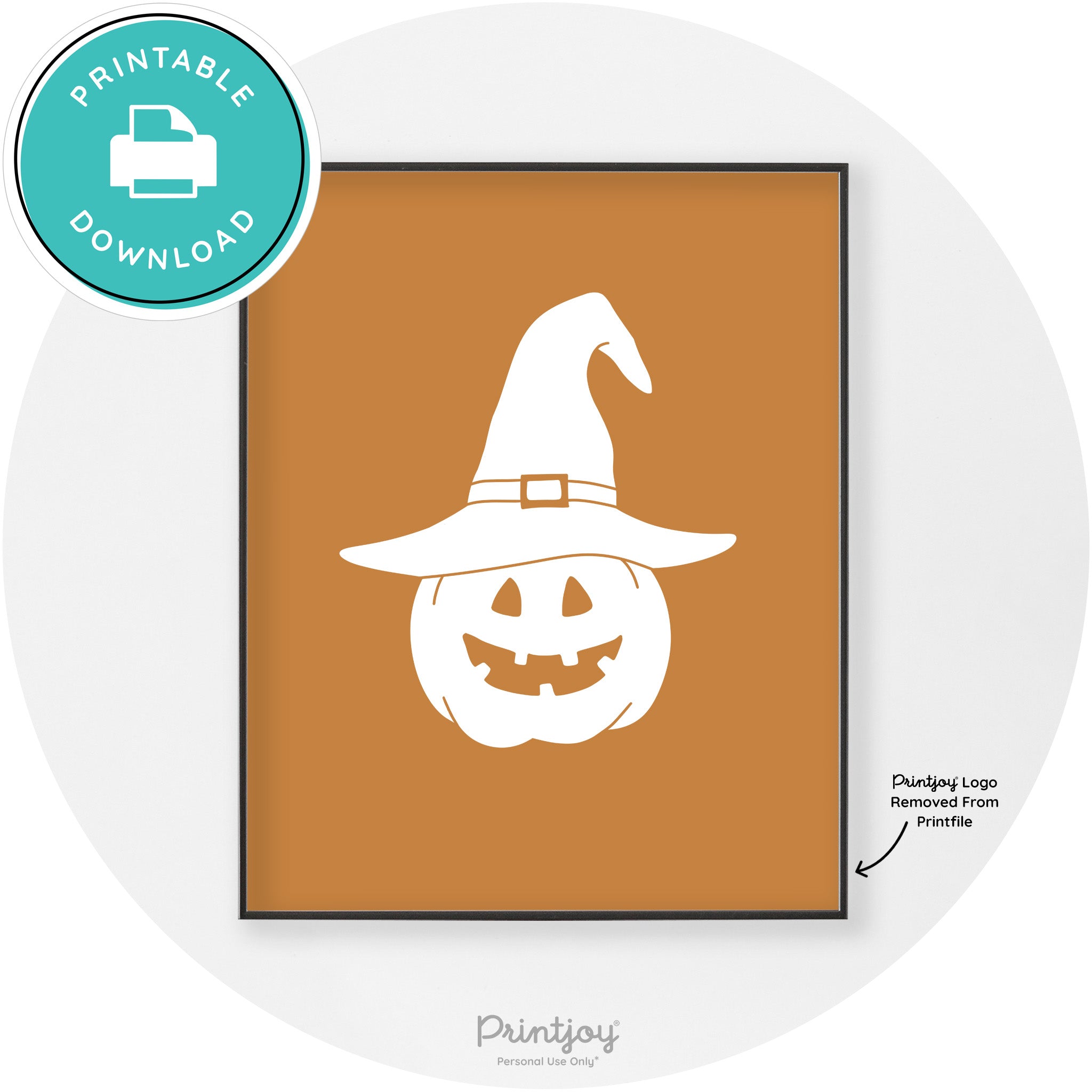 Halloween Cute Witch Jack O Lantern Chic Wall Art Printable