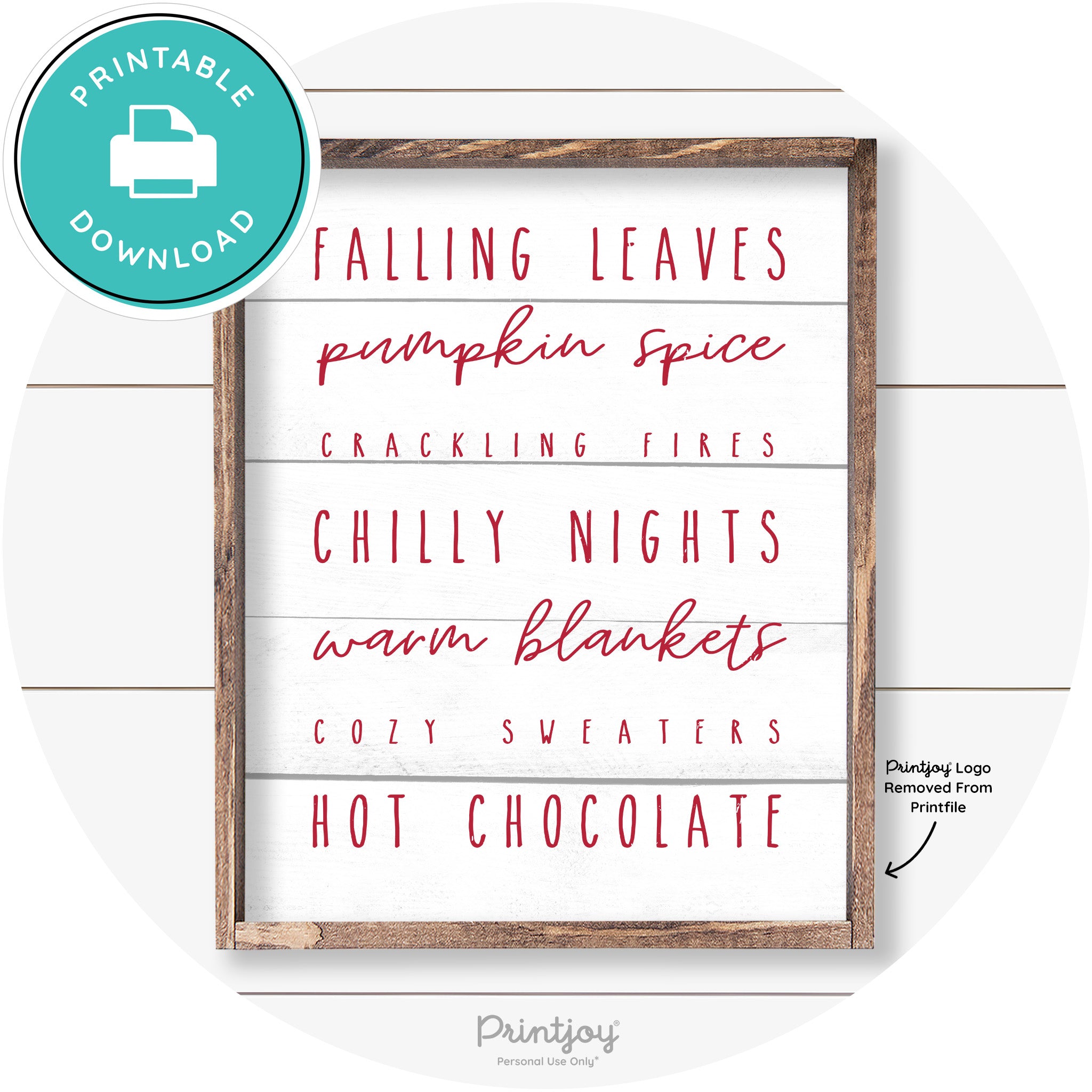 Fall Favorite Things Cute Farmhouse Autumn Wall Art Free Printable - Printjoy