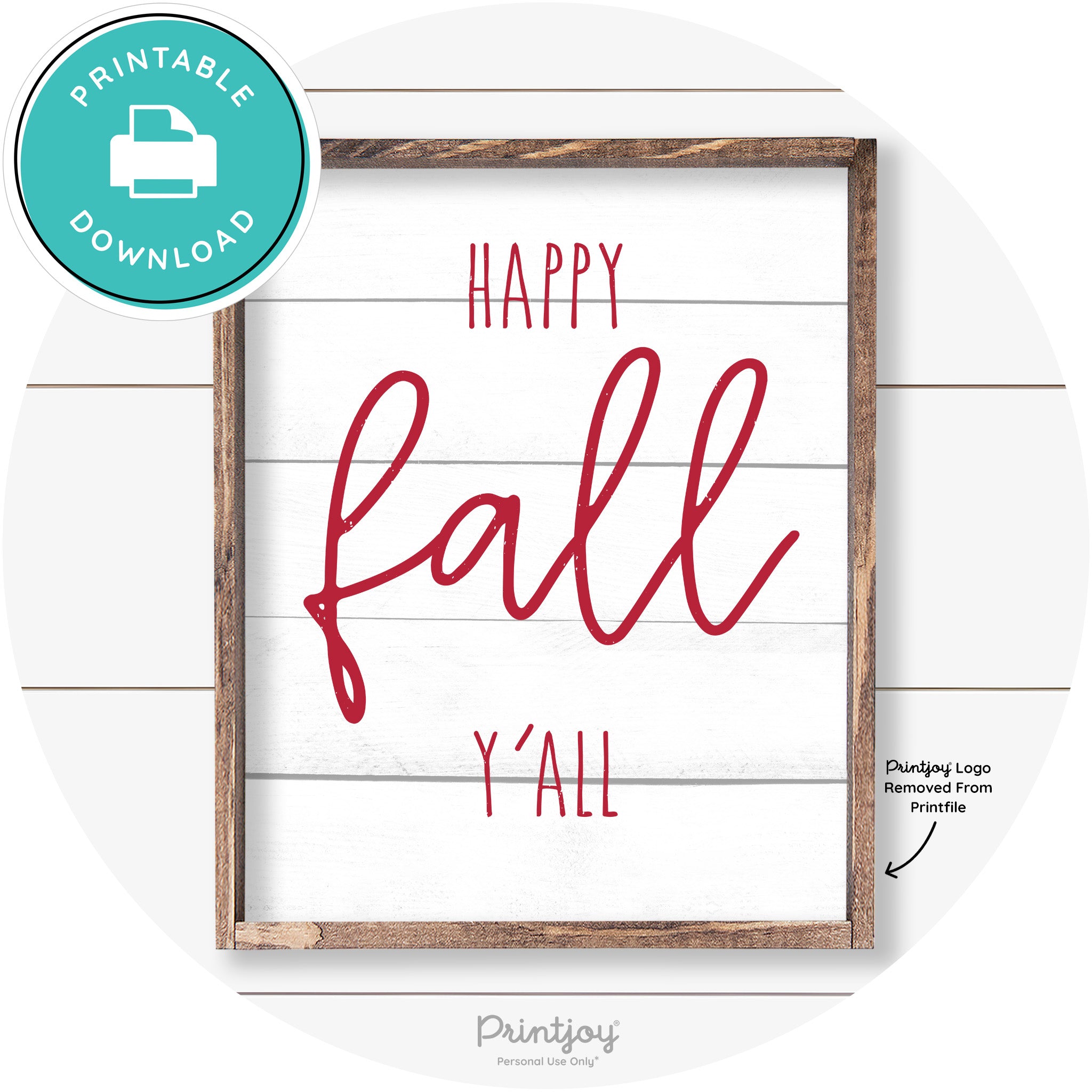 Happy Fall Y'all Cute Farmhouse Autumn Wall Art Decor Free Printable - Printjoy