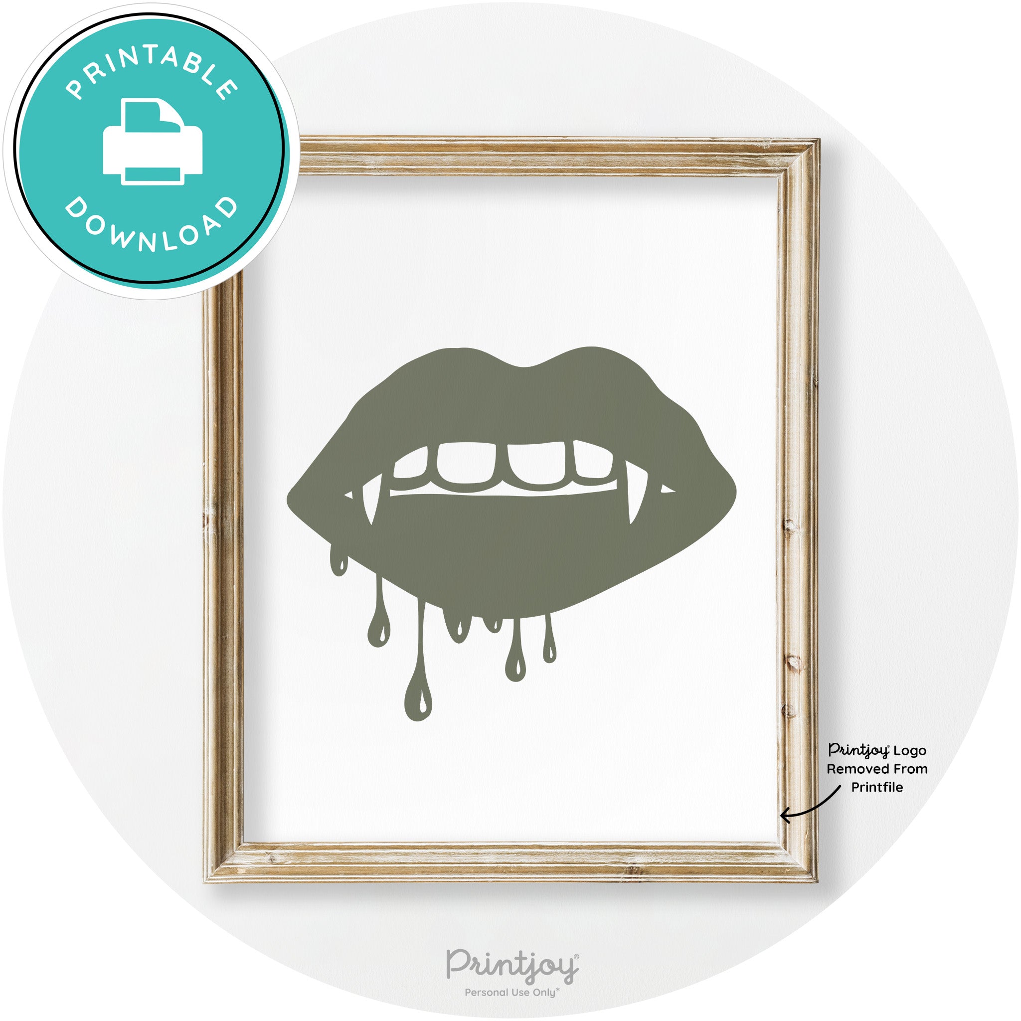 Dracula Fangs Teeth Modern Vintage Halloween Wall Art Free Printable