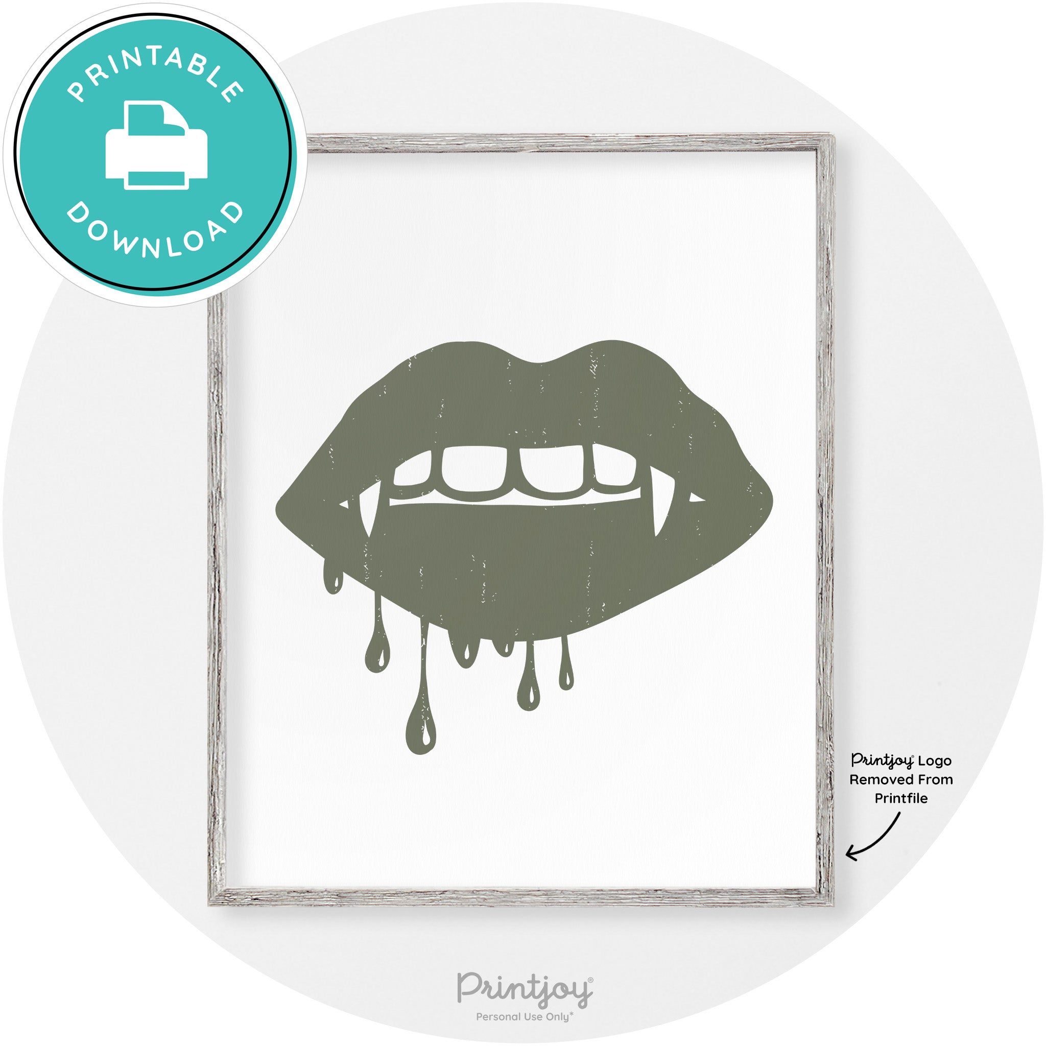 Dracula Fangs Teeth Modern Vintage Halloween Wall Art Free Printable - Printjoy