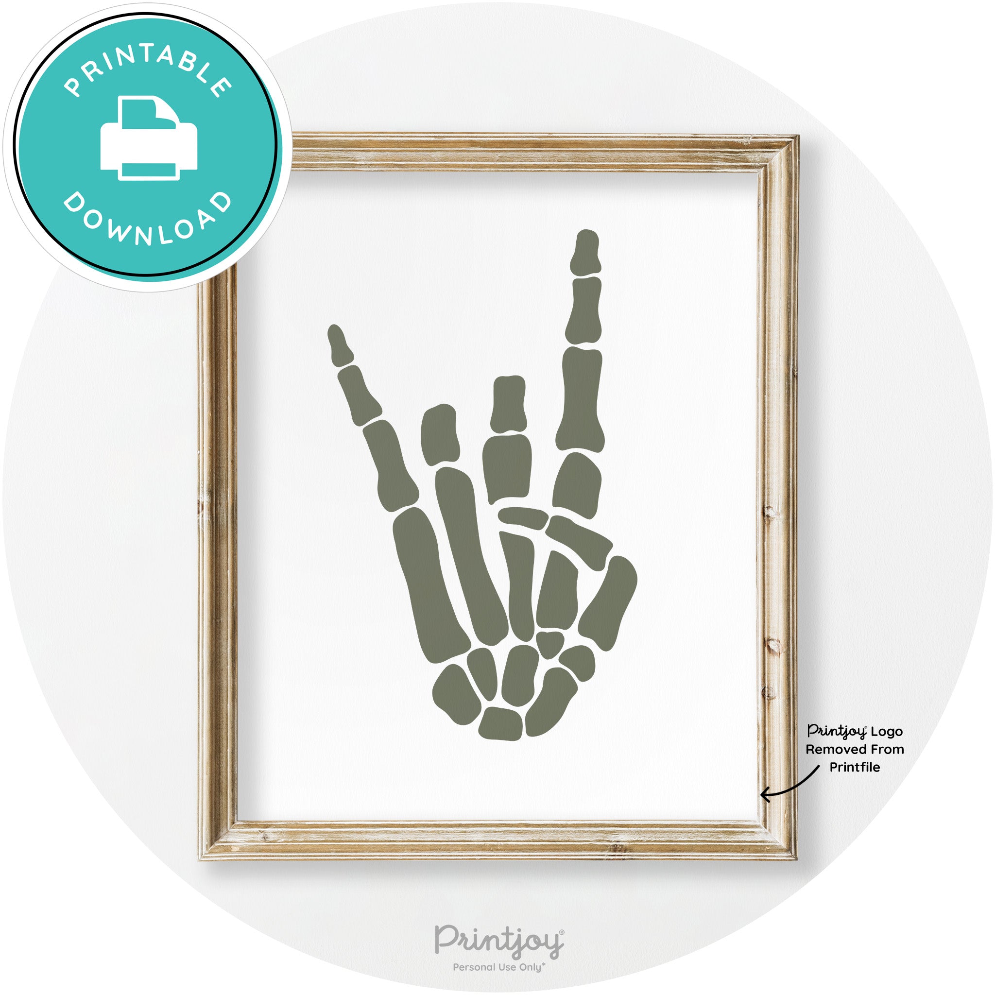 Skeleton Rock On Hand Bones Vintage Halloween Wall Art Free Printable